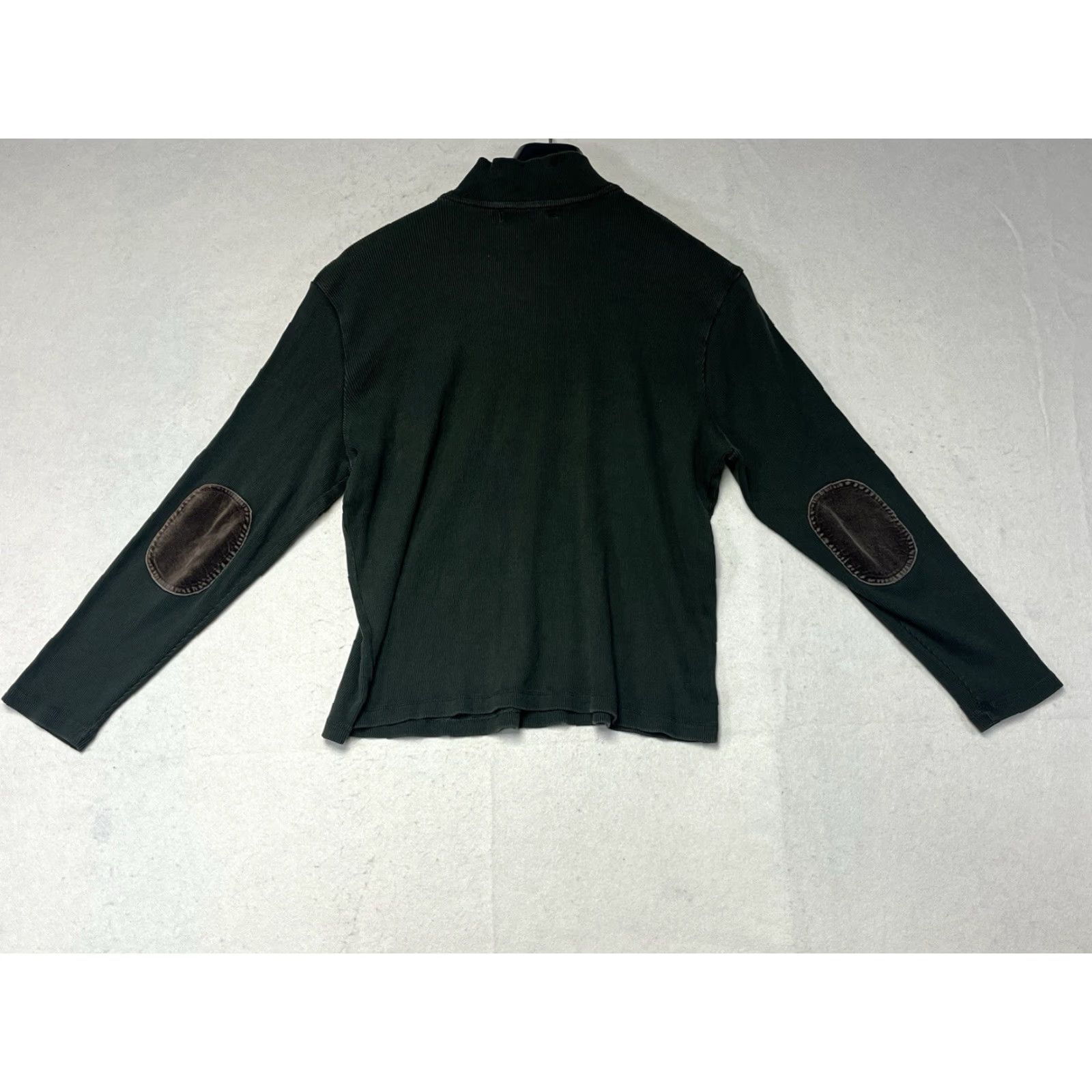 Ralph Lauren VINTAGE Polo Ralph Lauren Sweater Women 1X Green 1/4 Zip Knit Suede Elbow Patches Shirt Size XL / US 12-14 / IT 48-50 - 2 Thumbnail