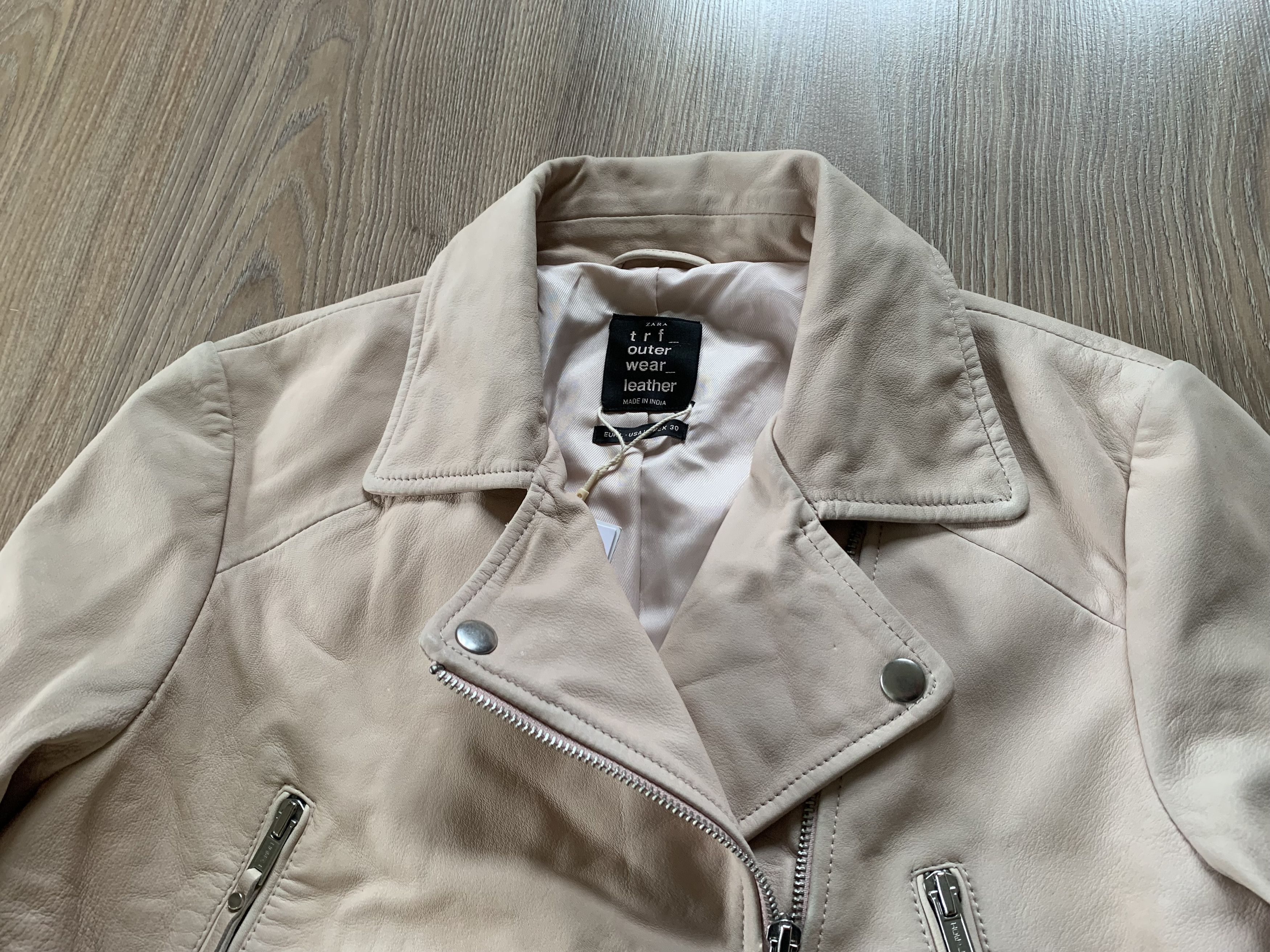 Zara Zara Womans Biker Embroidered Leather Jacket Size L / US 10 / IT 46 - 5 Thumbnail