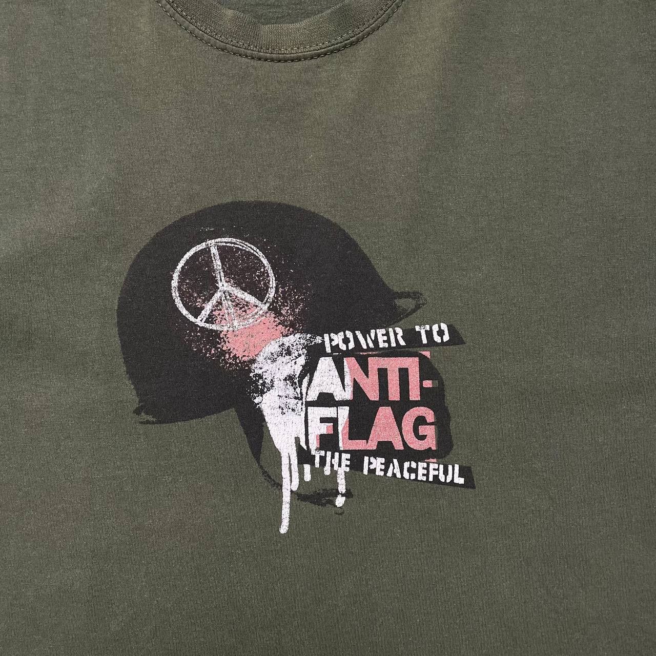 Band Tees × Vintage Vintage 2003 Anti-Flag Power To The Peaceful T Shirt Green Size US L / EU 52-54 / 3 - 3 Thumbnail