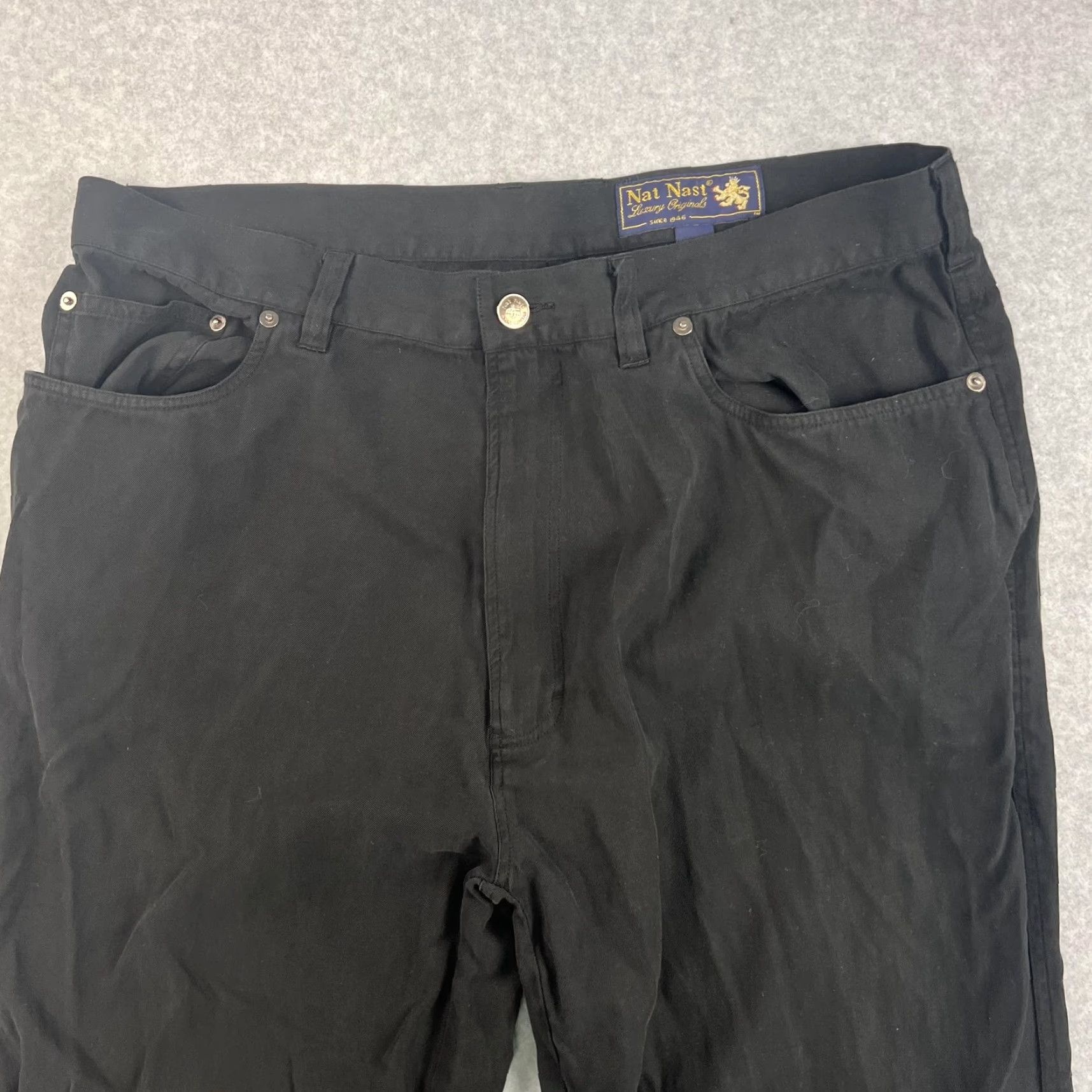Nat Nast Nat Nast Pants Mens 36 Black Straight Leg 70% Silk Cotton Blend Classic Casual Chino Regular Front Flat Front Zip Pockets Mens Size US 36 / EU 52 - 3 Thumbnail