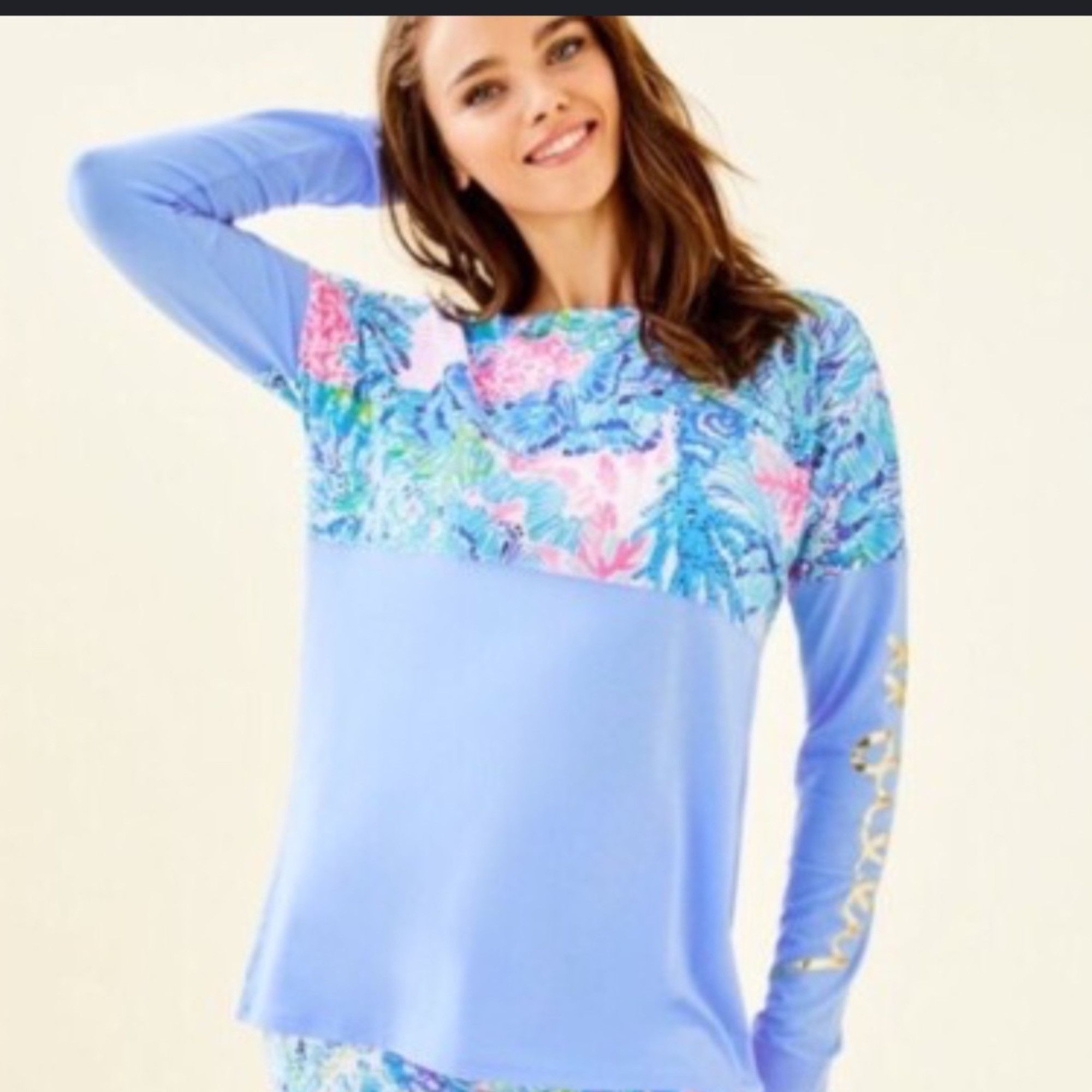 Lilly Pulitzer Lilly Pulitzer Finn Top Long Sleeve Boat Neck Coral Reef Pri Size L / US 10 / IT 46 - 1 Thumbnail