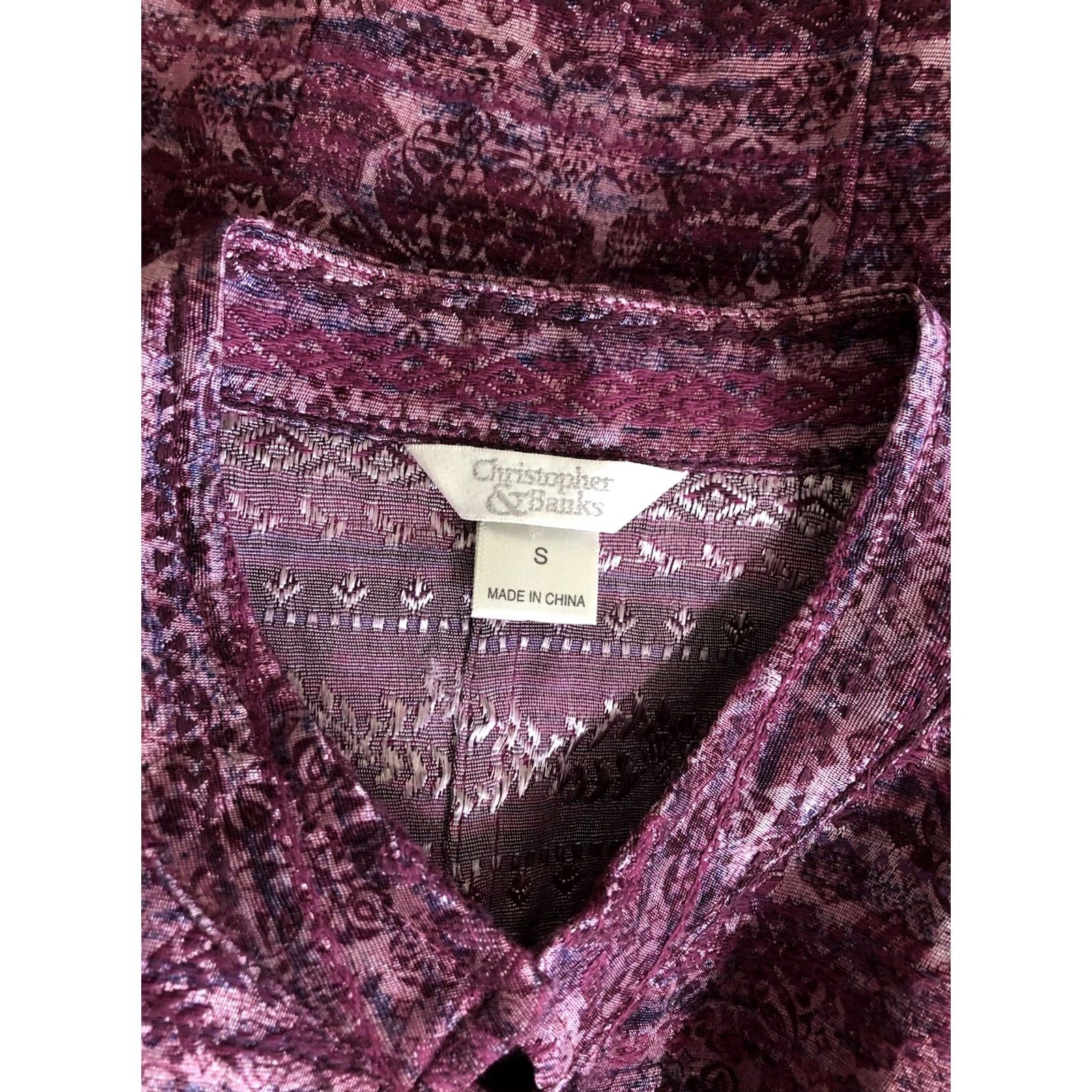 Vintage Vintage Christopher banks Brocade Top Purple Band/Mandarin Collar Shacket Size S / US 4 / IT 40 - 4 Thumbnail