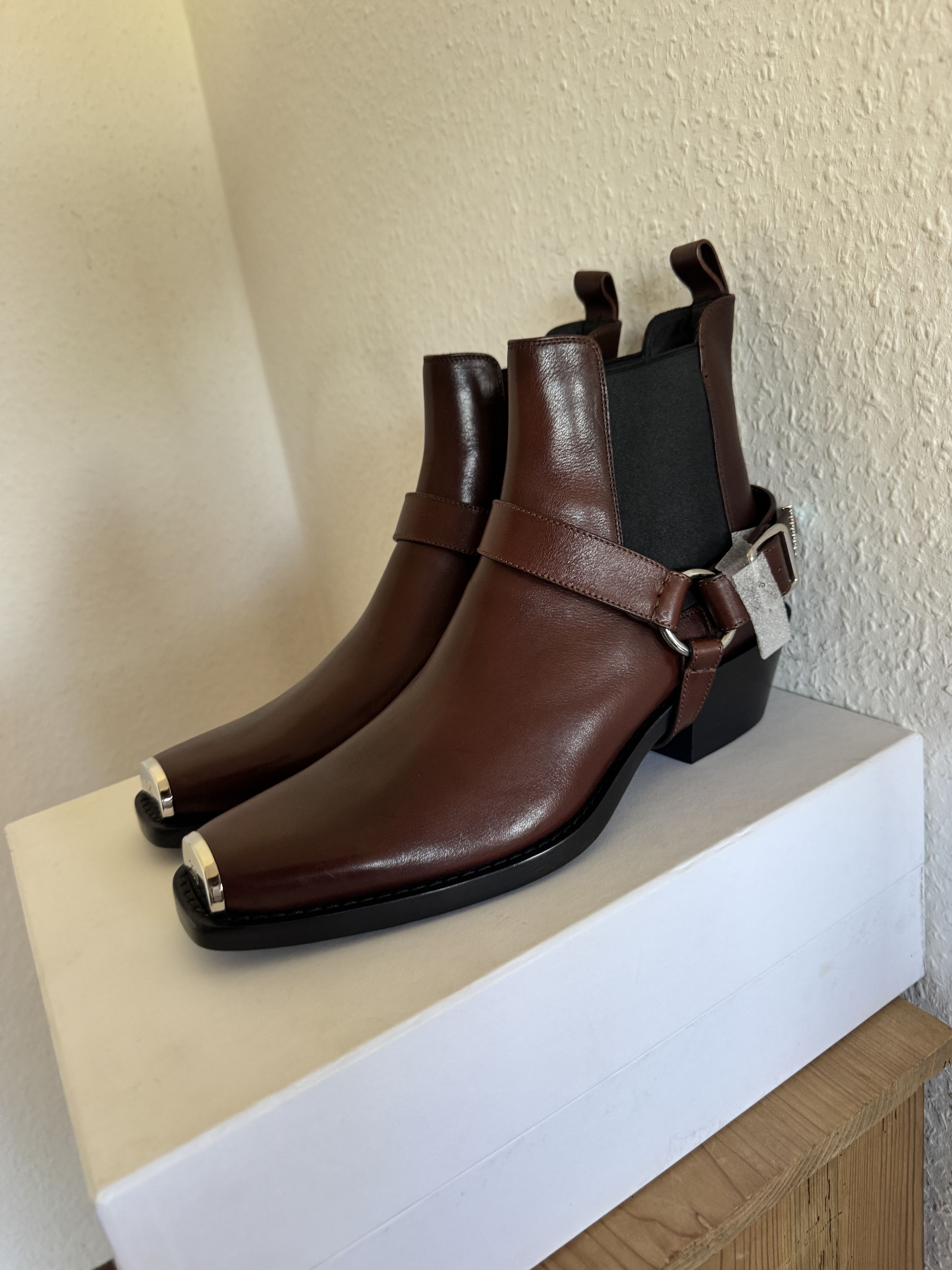 Brown Leather Harness Boots