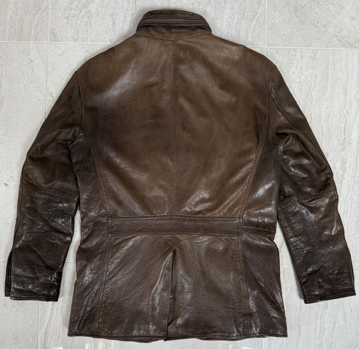 Other Vintage Heavy Leather Field Jacket – Brown – emilio adani Size US L / EU 52-54 / 3 - 3 Thumbnail