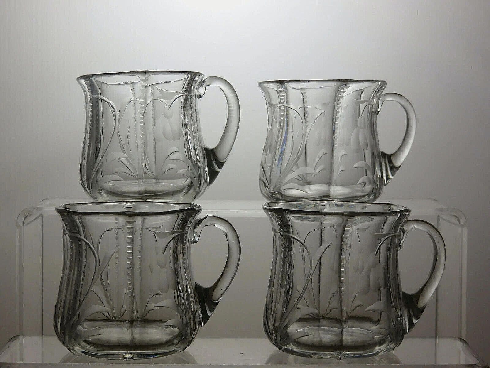 The Unbranded Brand Pressed Glass Set of 4 Tea Cups 2 1/2" Size ONE SIZE - 1 Thumbnail