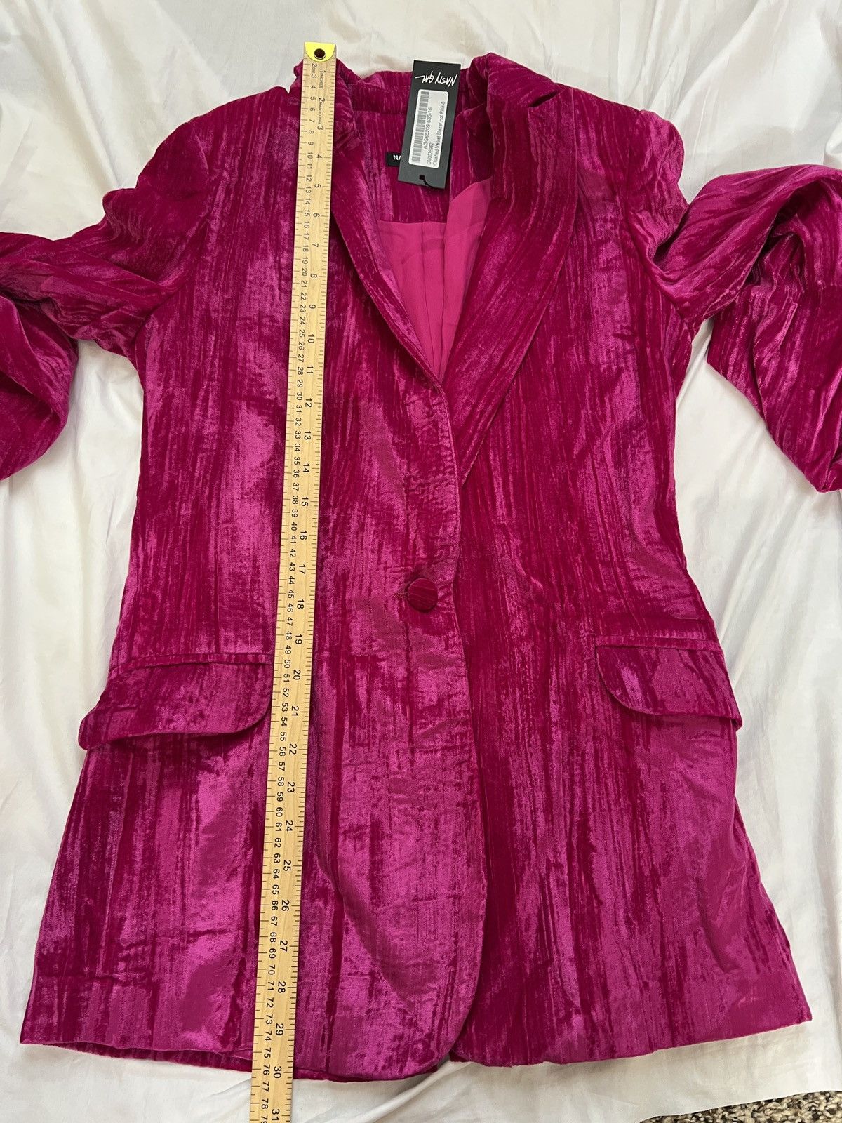 Nasty Gal Nasty Gal Hot Pink Velvet Blazer size 4 Size S / US 4 / IT 40 - 12 Thumbnail