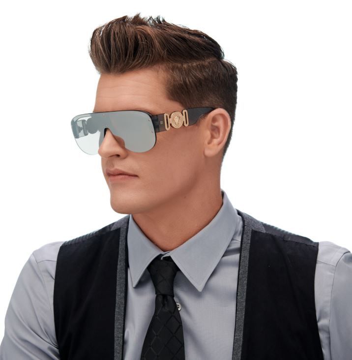 Versace NEW Versace VE4391 311/6G Mirrored Shield Men Sunglasses Size ONE SIZE - 14 Thumbnail
