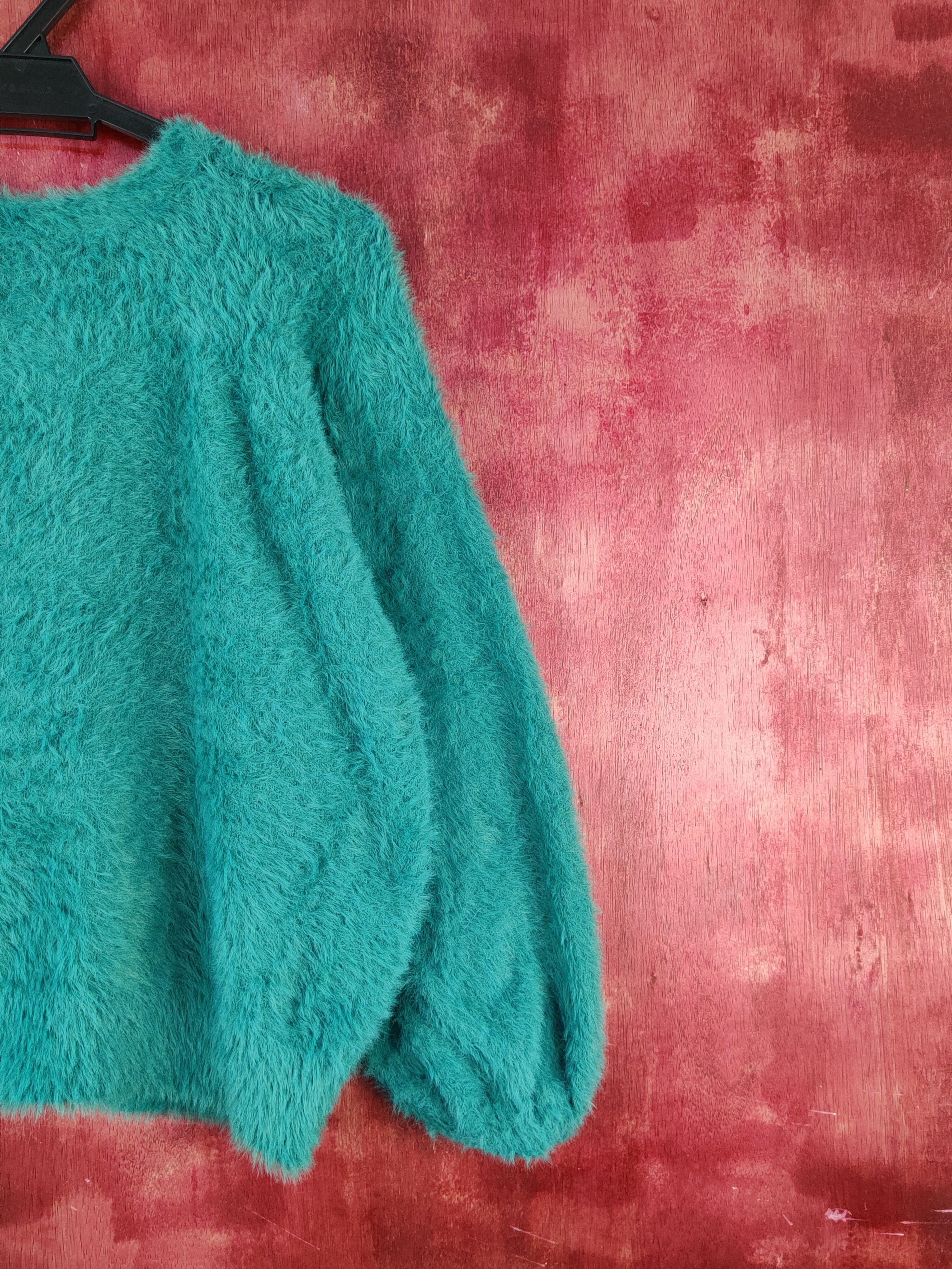 Vintage Rope Picnic Emerald Fur Mohair Knitwear Cardigan #S2079 Size XS / US 0-2 / IT 36-38 - 9 Thumbnail