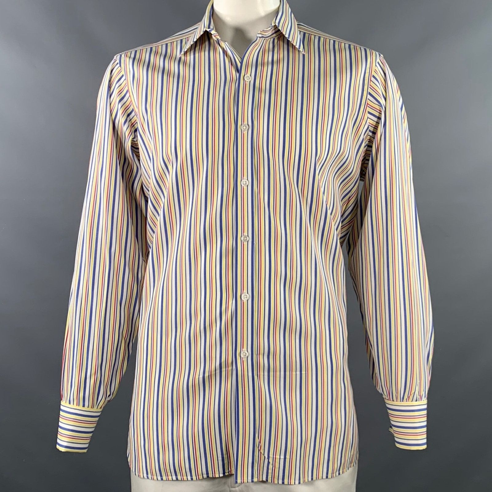 Turnbull & Asser Multi Color Stripe Cotton French Cuff Long Sleeve Shirt Size US L / EU 52-54 / 3 - 1 Thumbnail