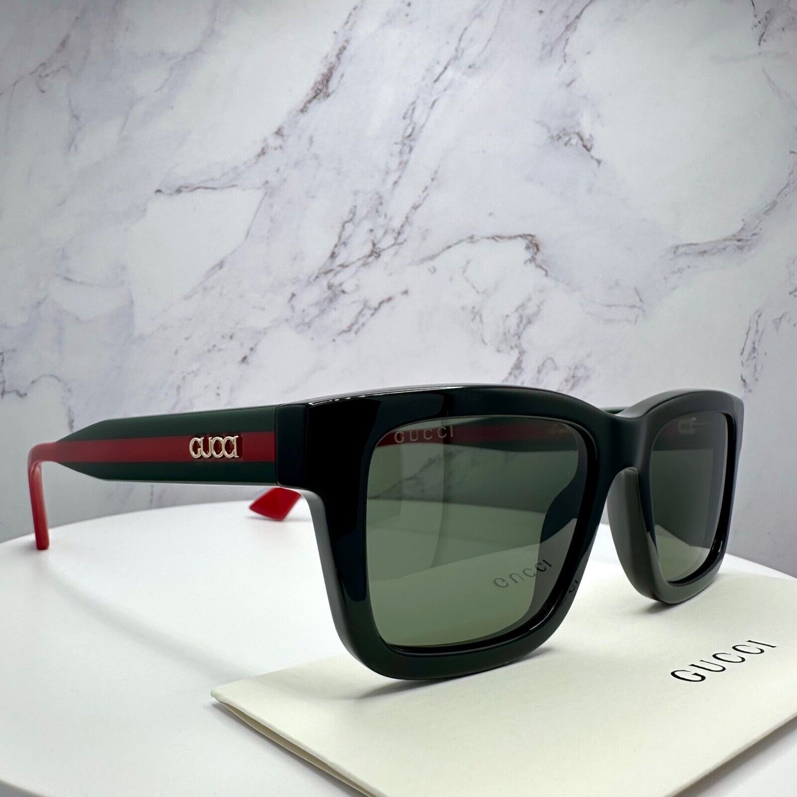 Gucci New GUCCI Sunglasses Black Gold 3D Metal Logo Square Size ONE SIZE - 21 Thumbnail