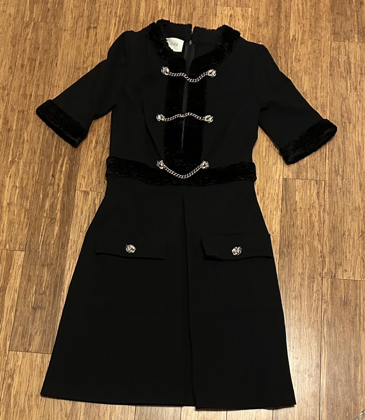 Gucci Gucci Black Tiger Head Buttons Faux Fur Dress Size S Size S / US 4 / IT 40 - 2 Thumbnail