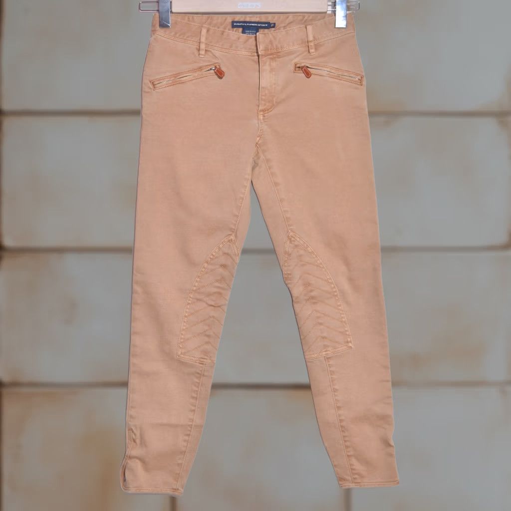 Polo Ralph Lauren Ralph Lauren Sport Equestrian Pants Beige Peach Knee Patch Zip Pocket 27 Women Regular Trousers Size 27" / US 4 / IT 40 - 1 Thumbnail