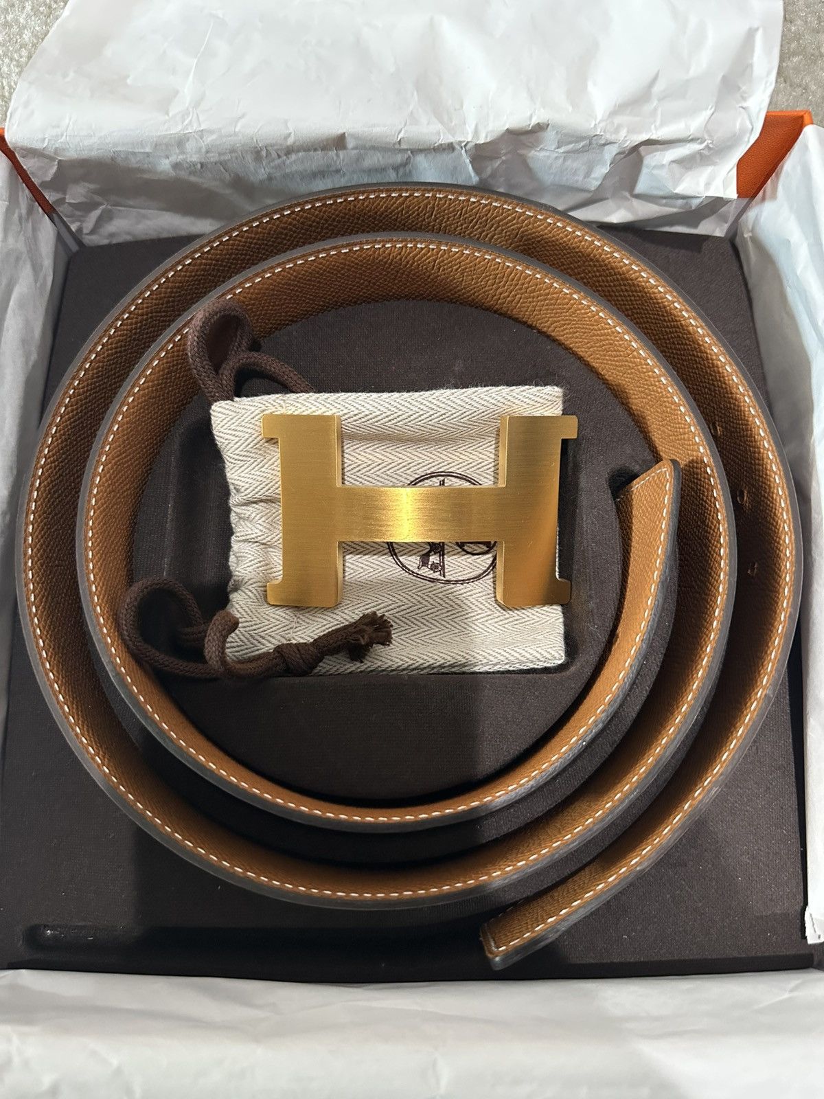 Hermes Hermès H Belt Buckle & Reversible Leather Strap 42MM Size 34 - 1 Thumbnail