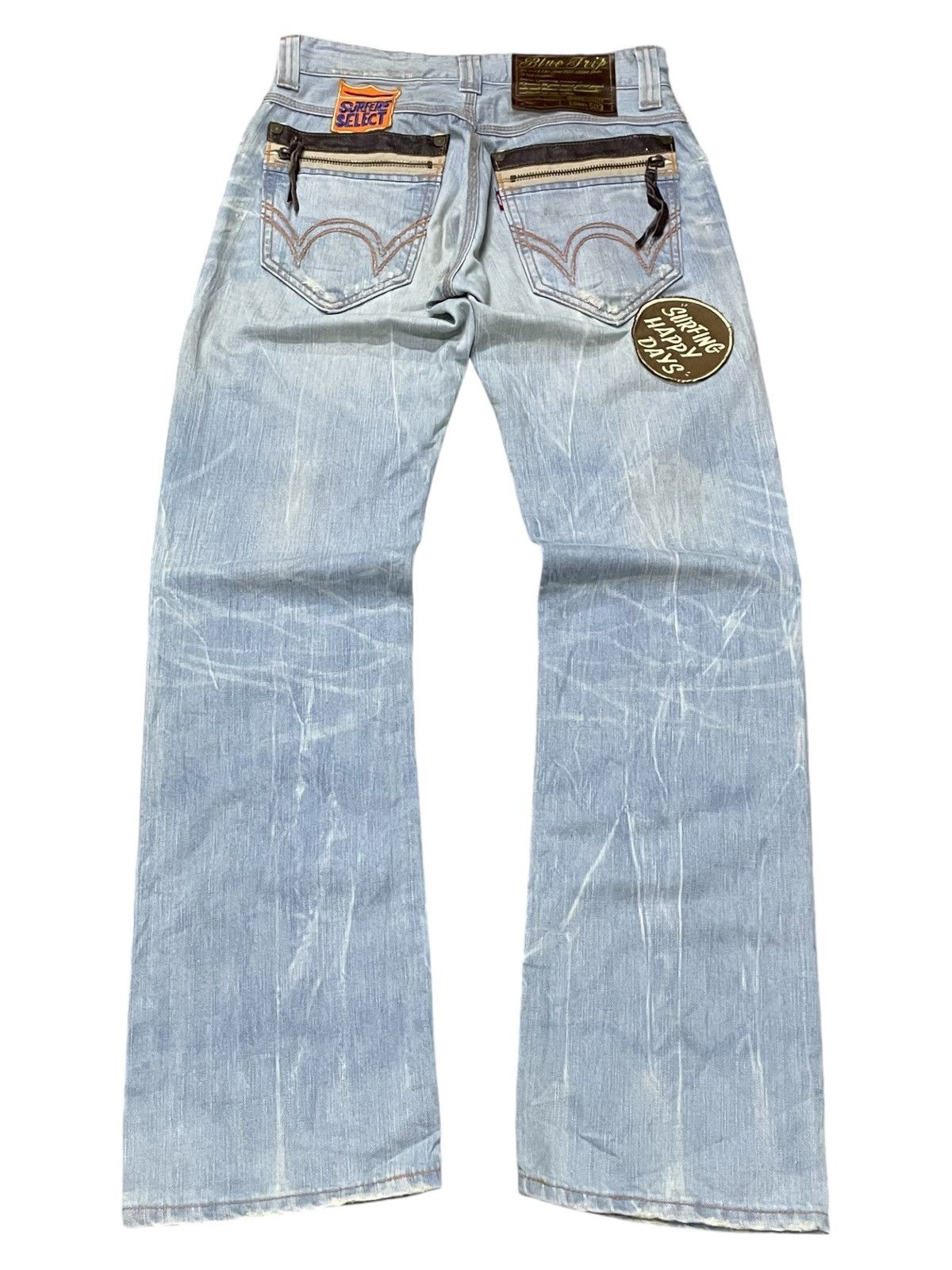 Edwin × Hysteric Glamour × Le Grande Bleu (L.G.B.) Edwin 503 Blue Trip Surf Edition Patched Flared Jeans Size US 30 / EU 46 - 2 Thumbnail