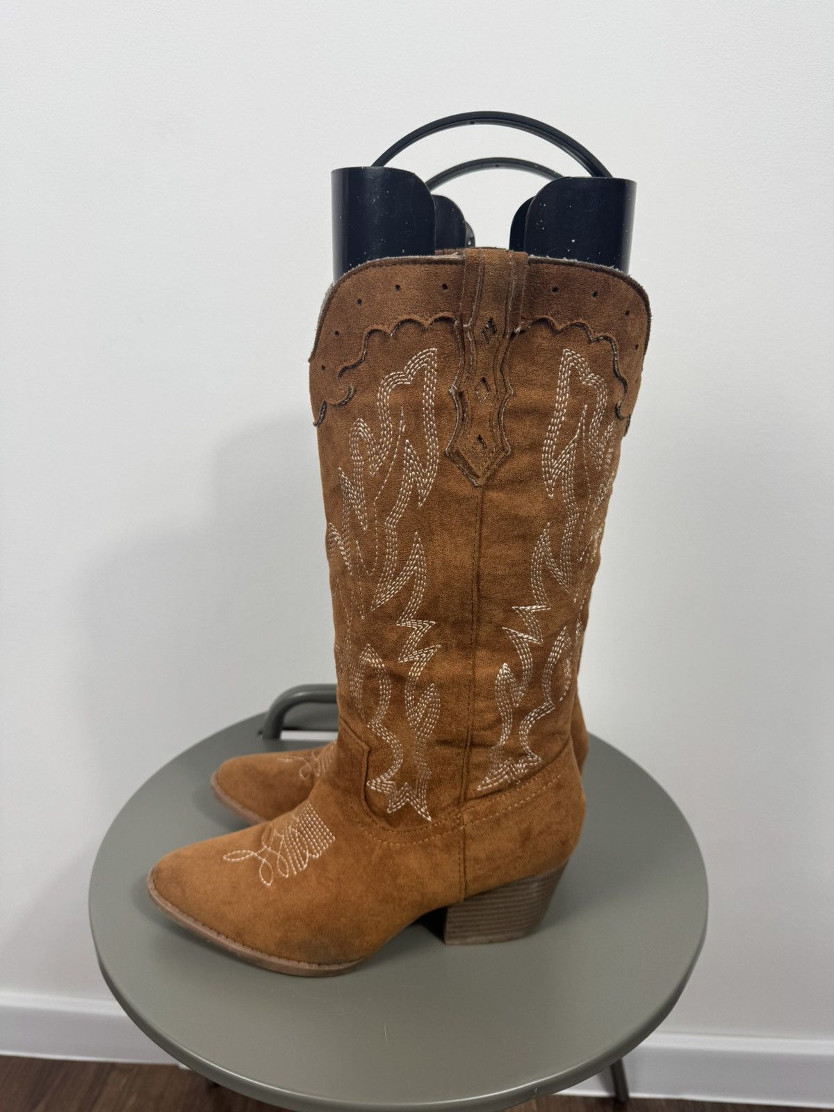 Other Women Western Cowboy Boots Brown Suede Mid Calf Heel EU 37 Size US 6 / IT 36 - 7 Thumbnail