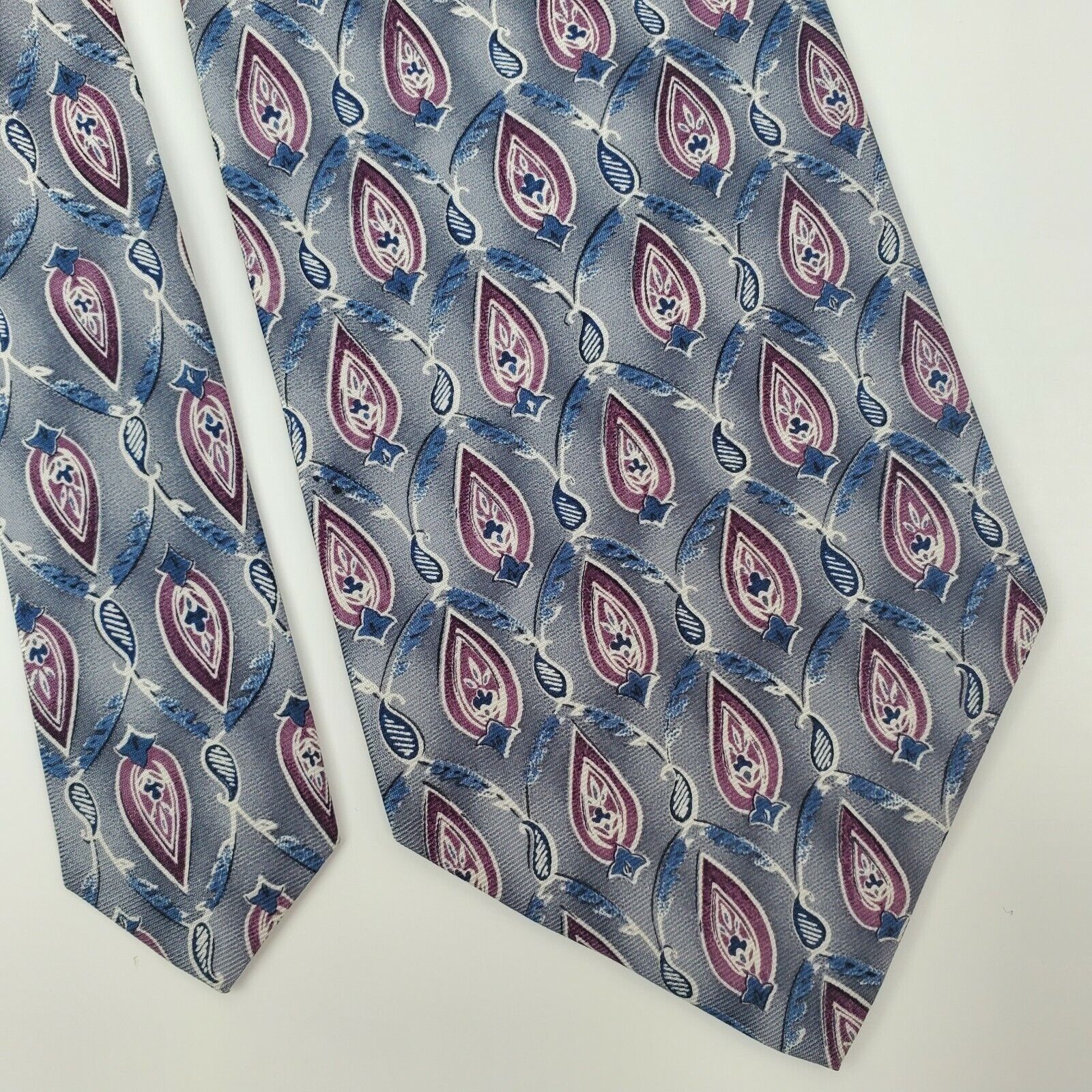 Stafford Stafford Silver Geometric Flower Silk Tie Wide Size ONE SIZE - 1 Thumbnail