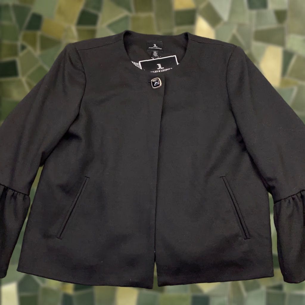 Vintage Jules & Leopold Womens Jacket Small Black Open Front Casual Blazer Coat Stretch Button Size S / US 4 / IT 40 - 1 Thumbnail