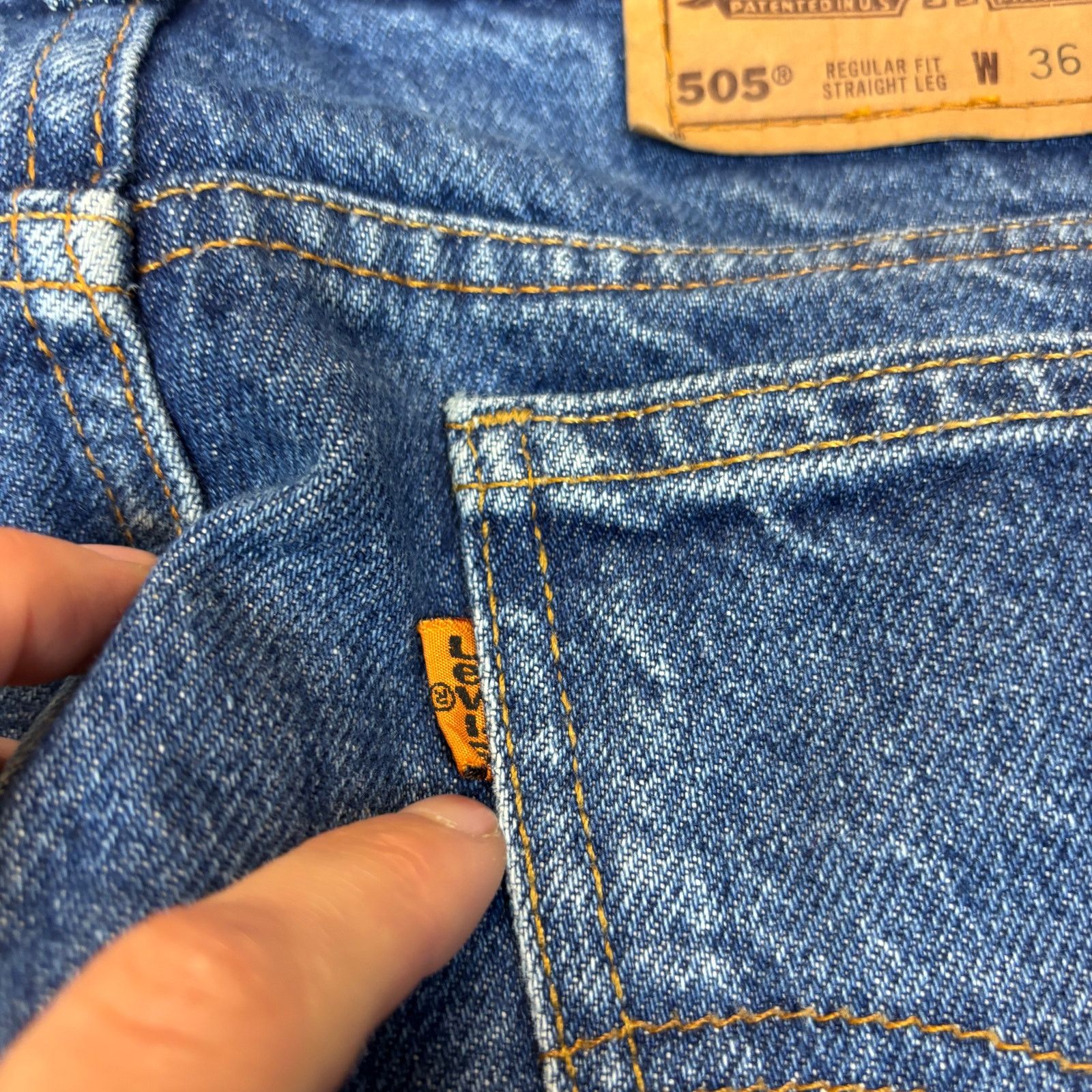Levi's Vintage 90s Levi's 505 Orange Tab Straight Leg Jeans 36x34 Size US 36 / EU 52 - 4 Thumbnail