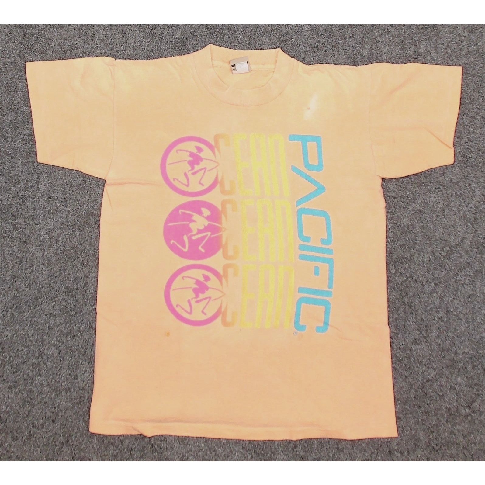 Ocean Pacific 1990 Ocean Pacific OP Neon Surfer Peach Single Stitch Tee Size US M / EU 48-50 / 2 - 5 Thumbnail