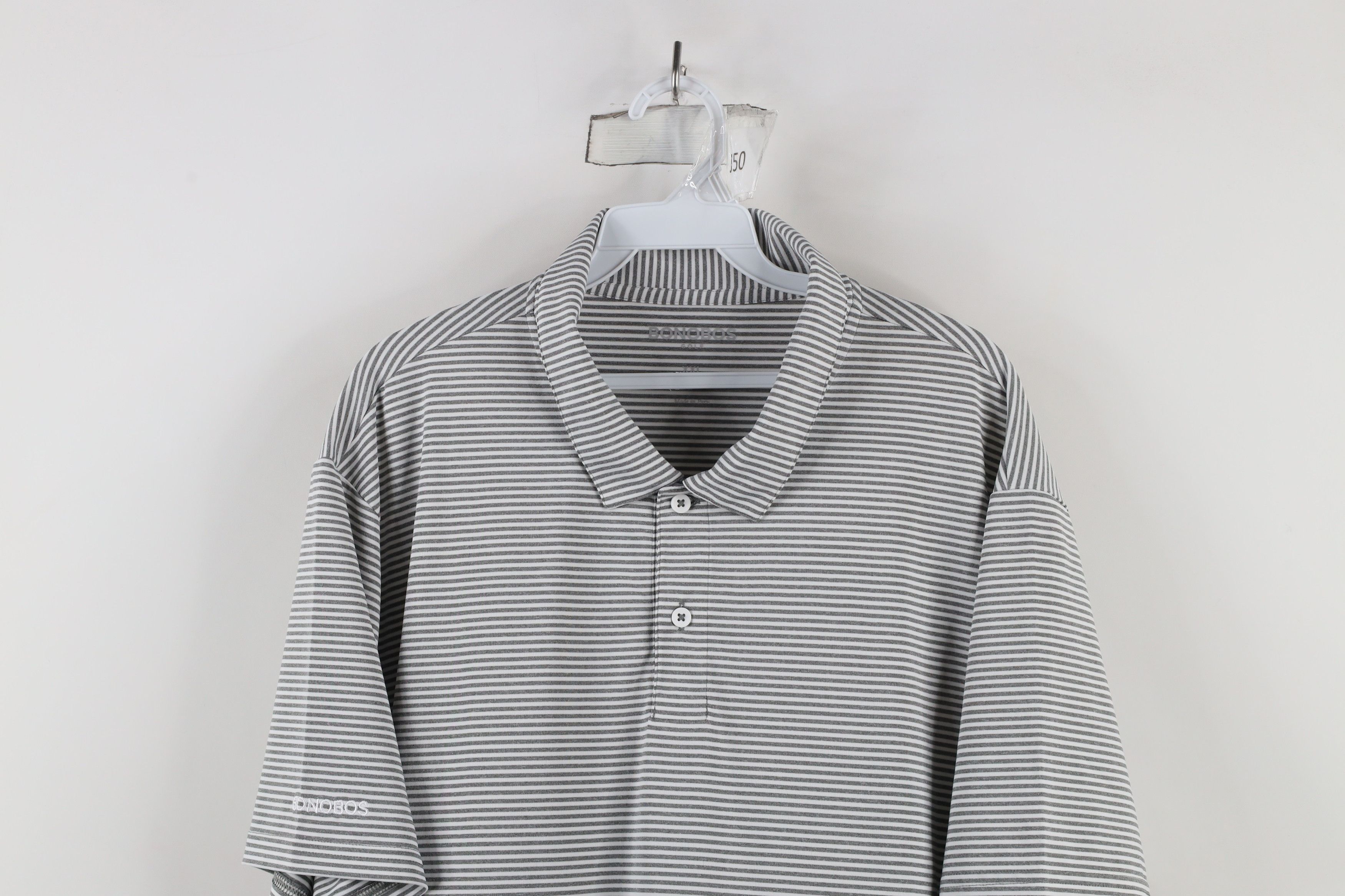 Bonobos × Vintage Bonobos Fit Stretch Striped Collared Golf Polo Shirt Gray Size US XXL / EU 58 / 5 - 2 Thumbnail
