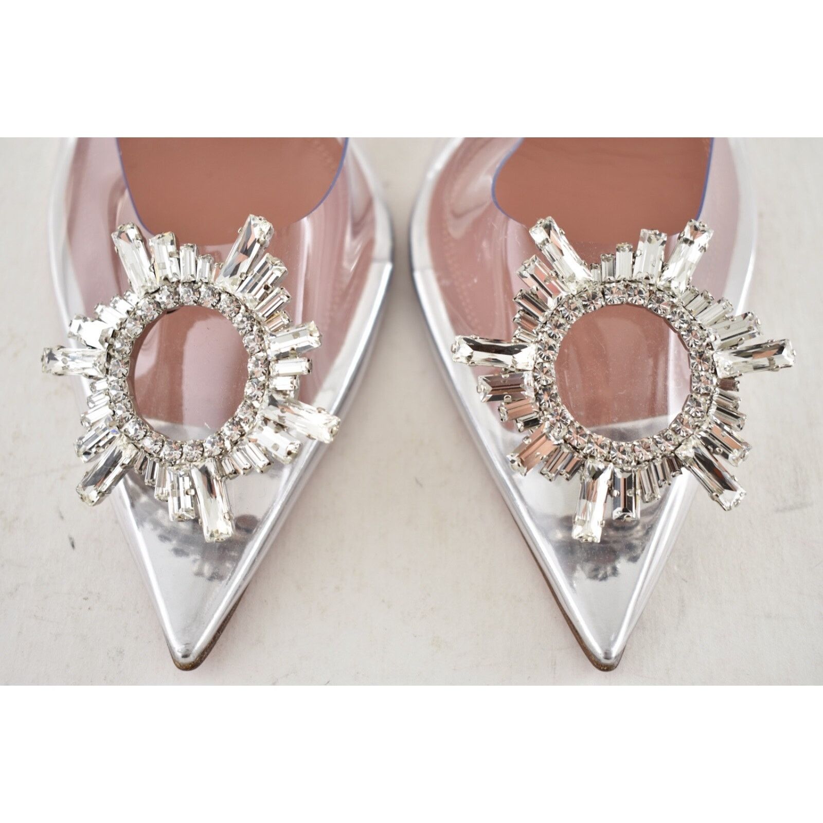 Amina Muaddi Begum Glass PVC Crystal Slingback Sandal Heel Pump 39.5 Size US 9.5 / IT 39.5 - 11 Thumbnail