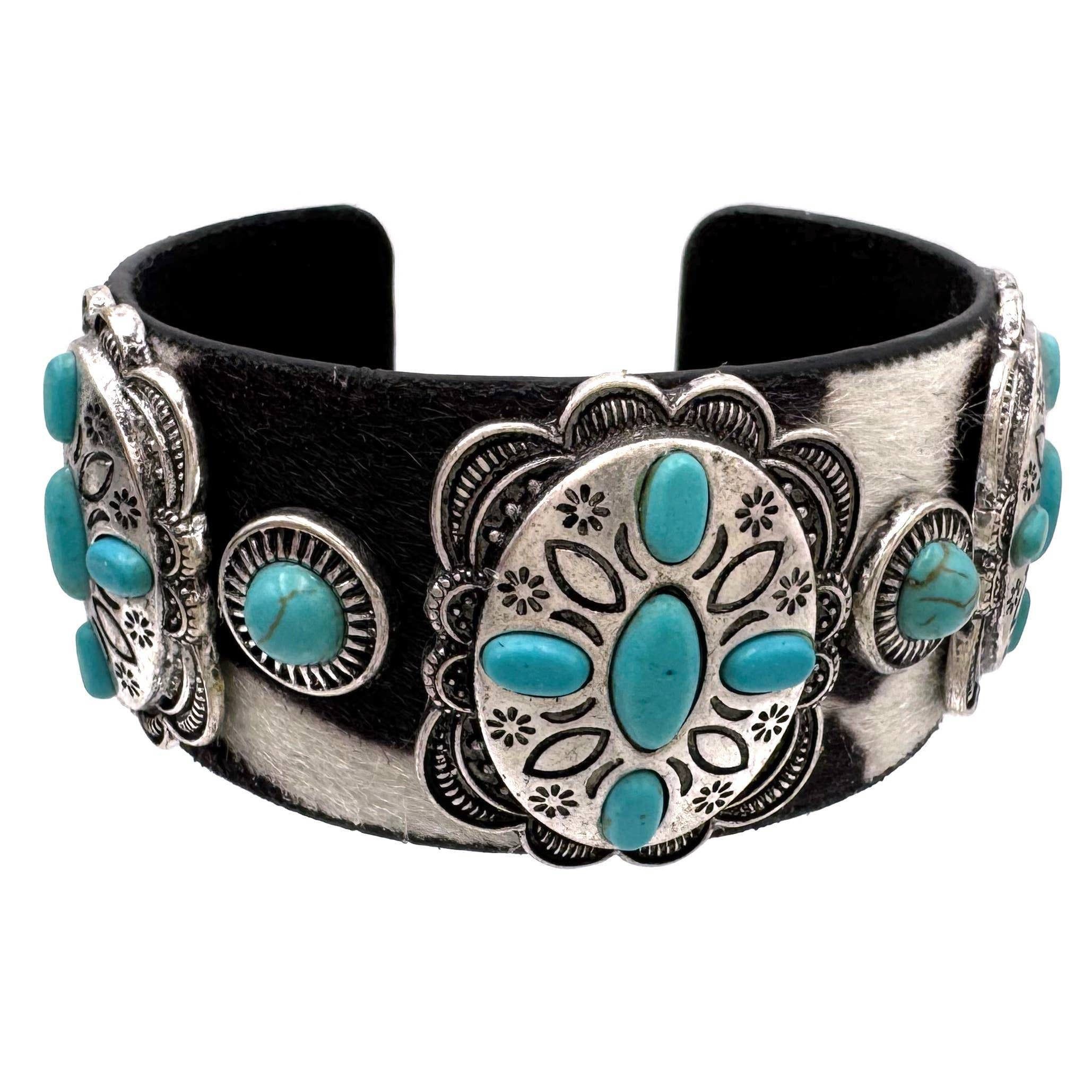 Other Western Concho Cowhide Hair Cuff Stylish Accessory for Uniqu Size ONE SIZE - 5 Thumbnail