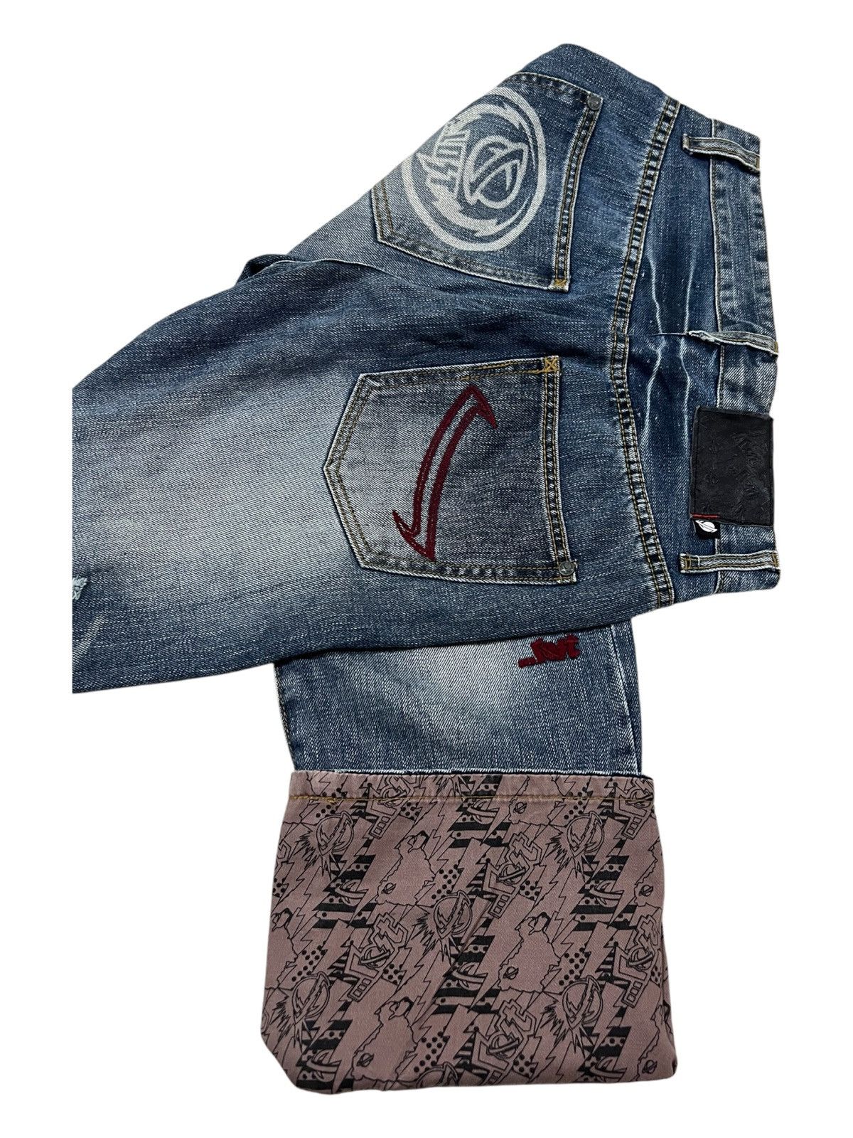 Hook-Ups × Lost Enterprises × Powell Peralta Y2K Lost Skateboard Pockets Logo Baggy Skater Jeans Denim Size US 29 - 1 Thumbnail