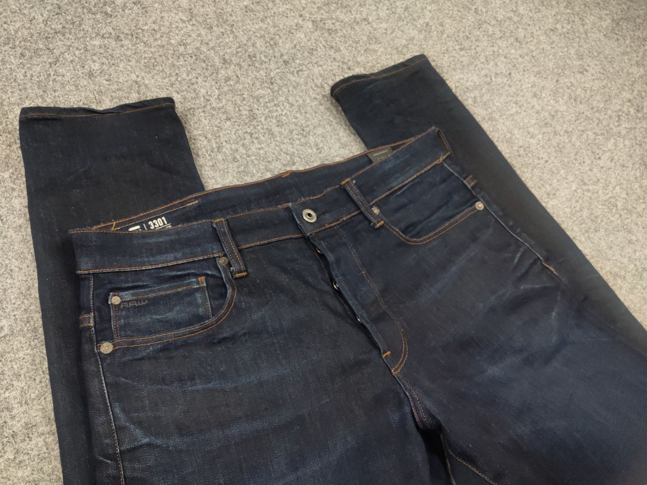 G-Star G Star Raw 3301 tapered Denim dark wash Slim jeans Vintage Size US 34 / EU 50 - 7 Thumbnail