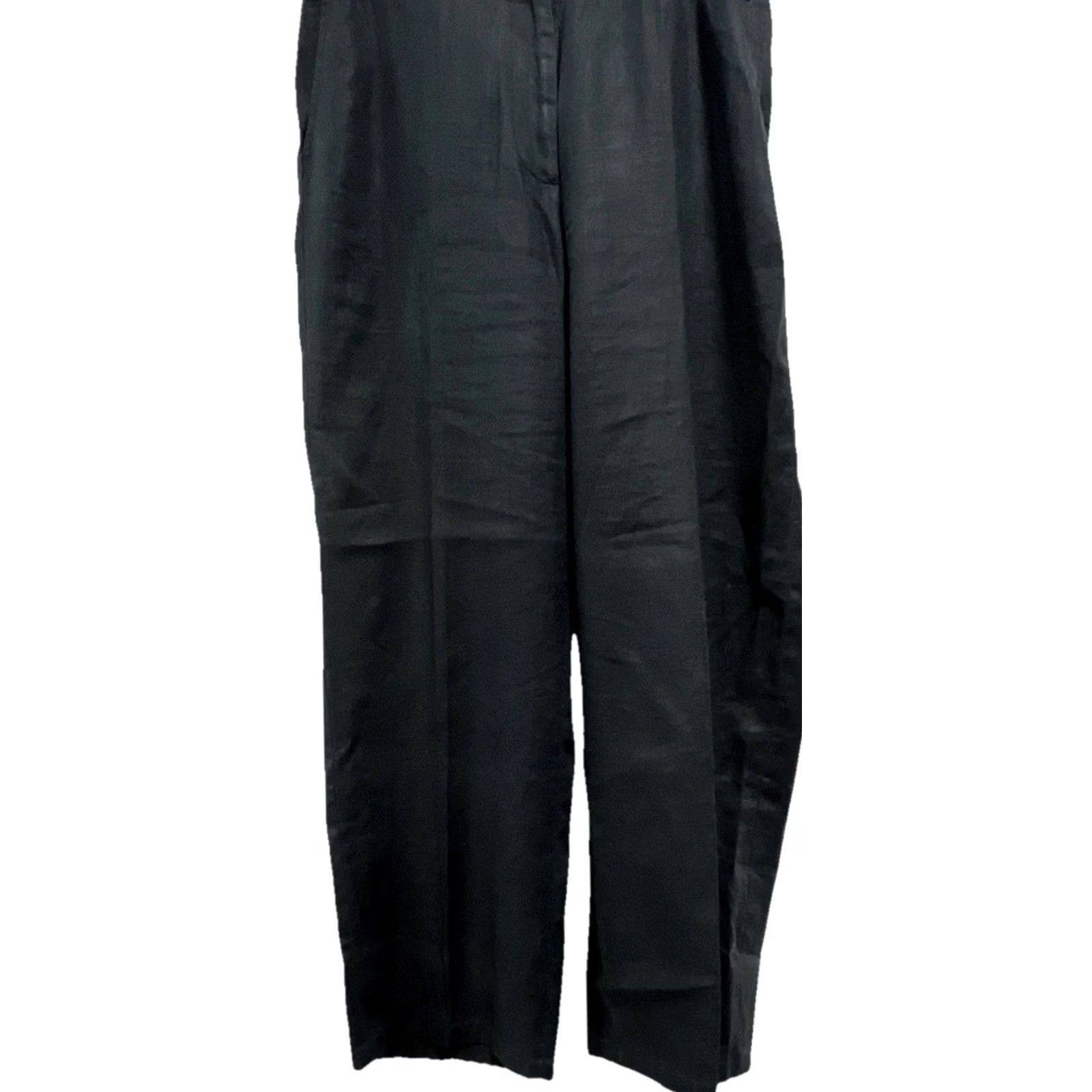 Vintage VINTAGE Casual Corner Linen Pants Women’s 14 Navy Wide Leg Cropped High Rise 80s Ball? (Note: cannot determine due to constraint) Size 36" / US 14 / IT 50 - 3 Thumbnail