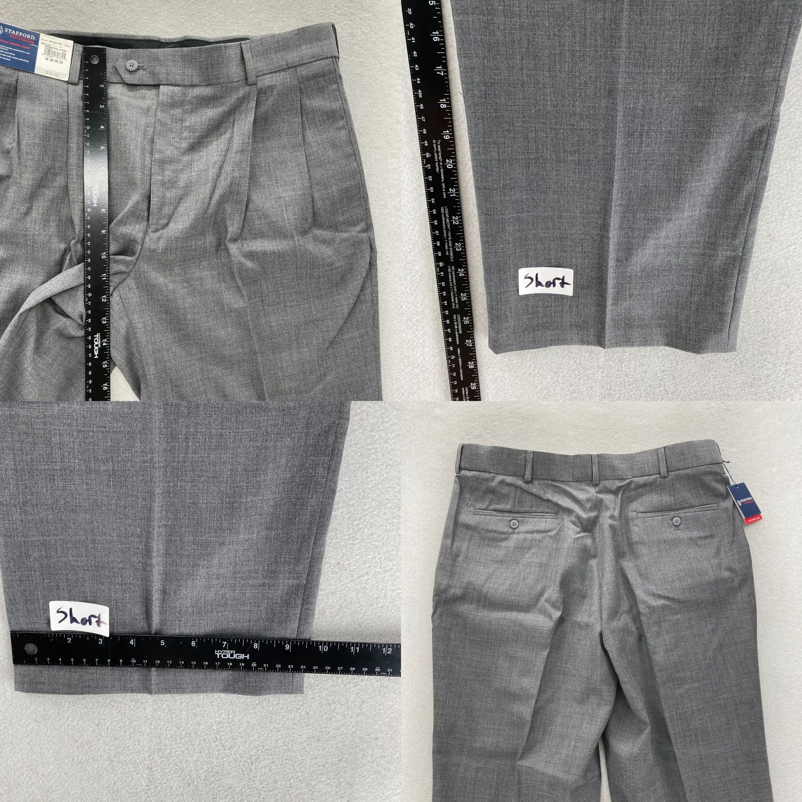 Stafford VINTAGE Stafford Performance Dress Pants Mens 38x27 Charcoal Gray Wool Pleated Business Size US 38 / EU 54 - 8 Thumbnail