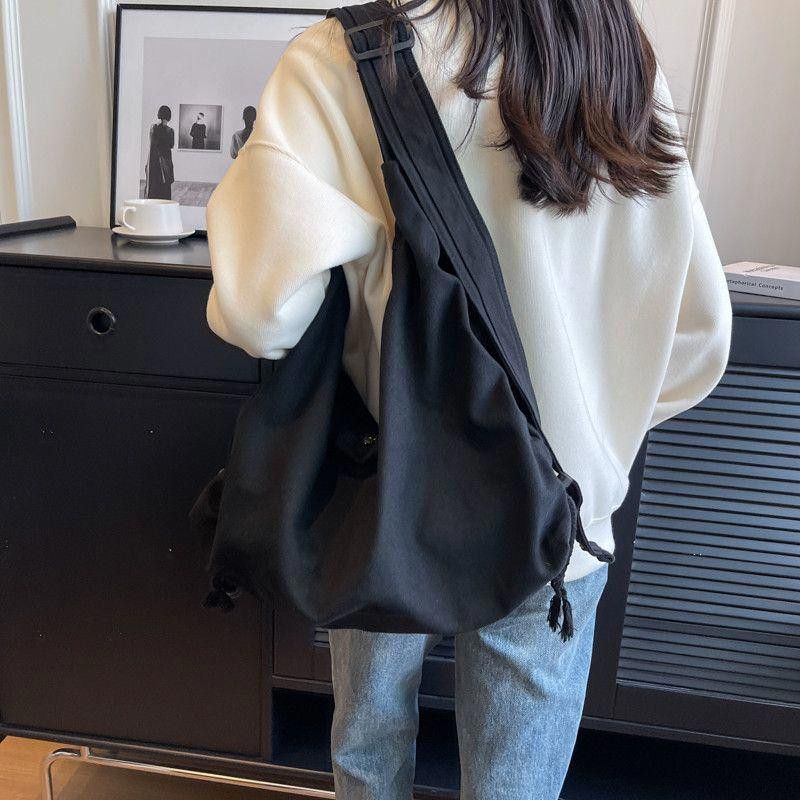 Vintage 44x30x14cm Large Capacity Canvas Shoulder Bag Size ONE SIZE - 2 Thumbnail