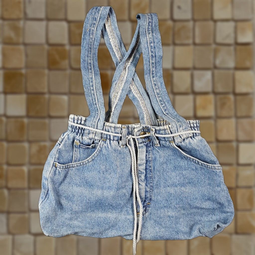 Lee VINTAGE Lee Jeans Denim Overall Shoulder Bag Medium Blue Pockets 90s 80s Biker Womens Size 32" / US 10 / IT 46 - 1 Thumbnail