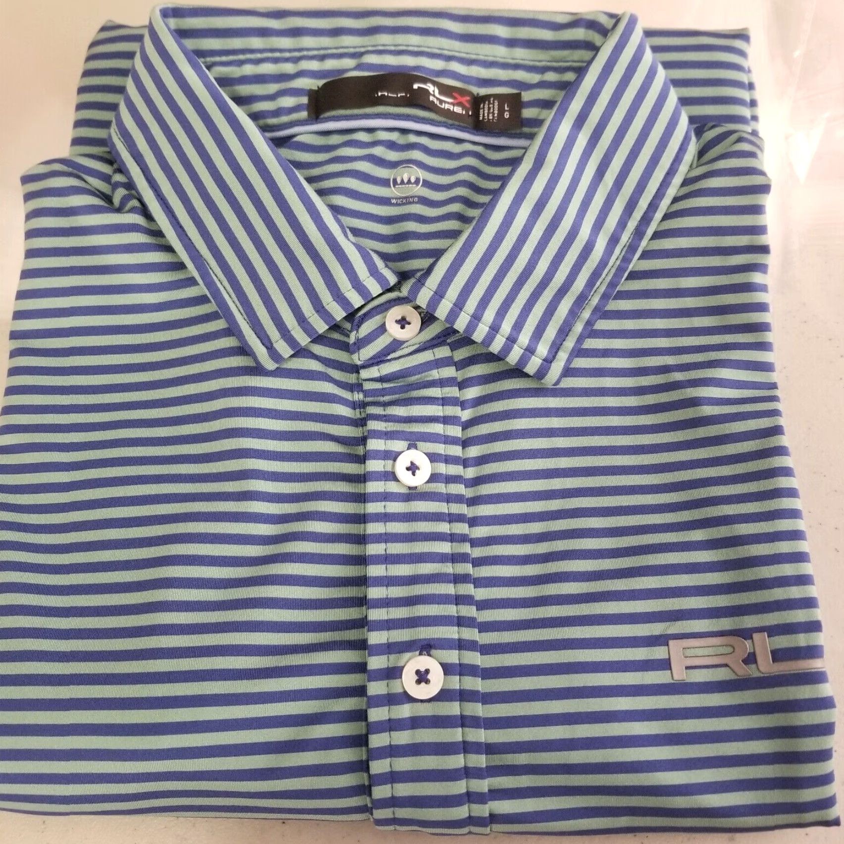 RLX Ralph Lauren RLX Ralph Lauren Polo Shirt Adult Large Blue Green Stretch Golf Performance Mens Size US L / EU 52-54 / 3 - 2 Thumbnail