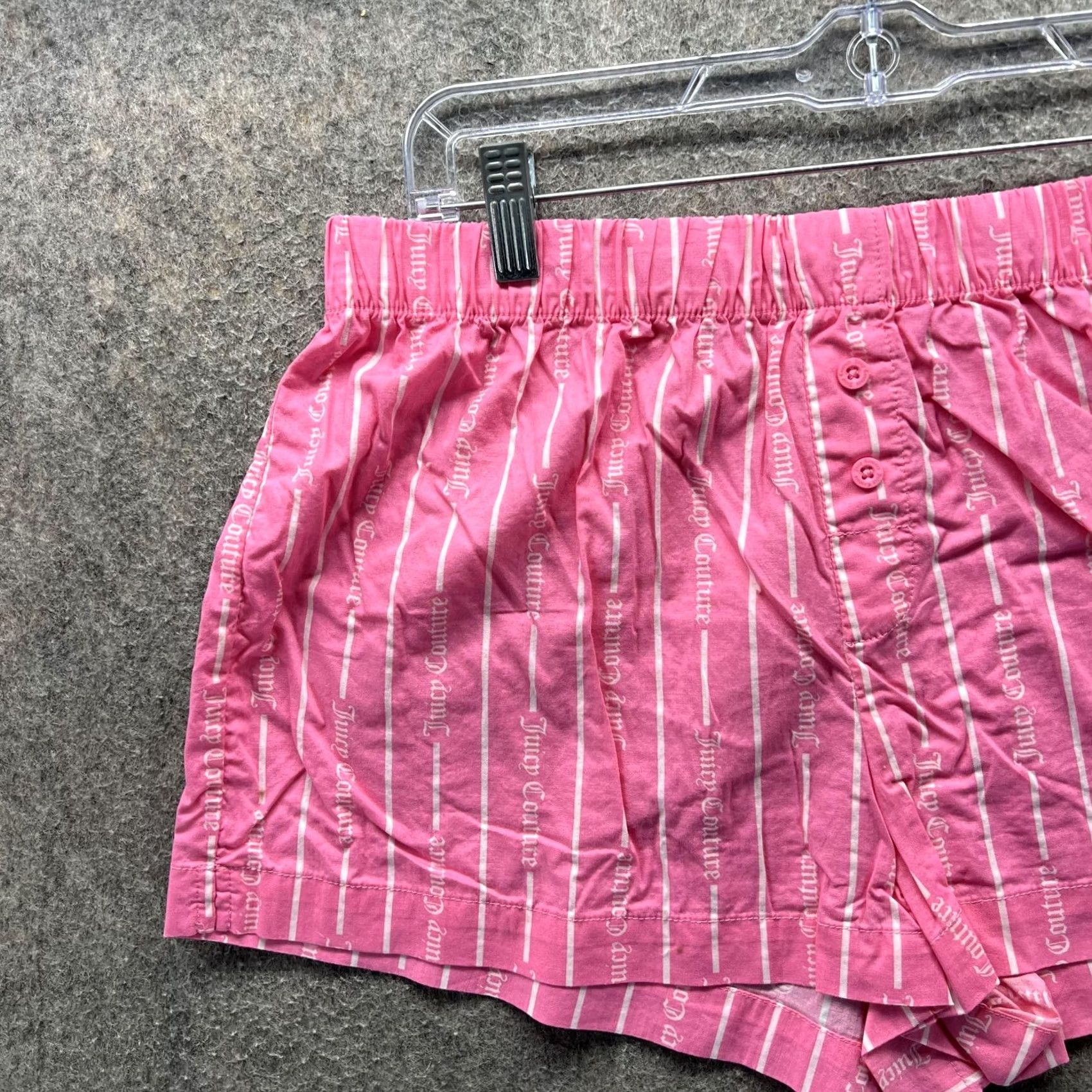 Juicy Couture Juicy Couture Sleep Shorts Womens Medium Pink Striped Logo Print Lounge Size 32" / US 10 / IT 46 - 3 Thumbnail