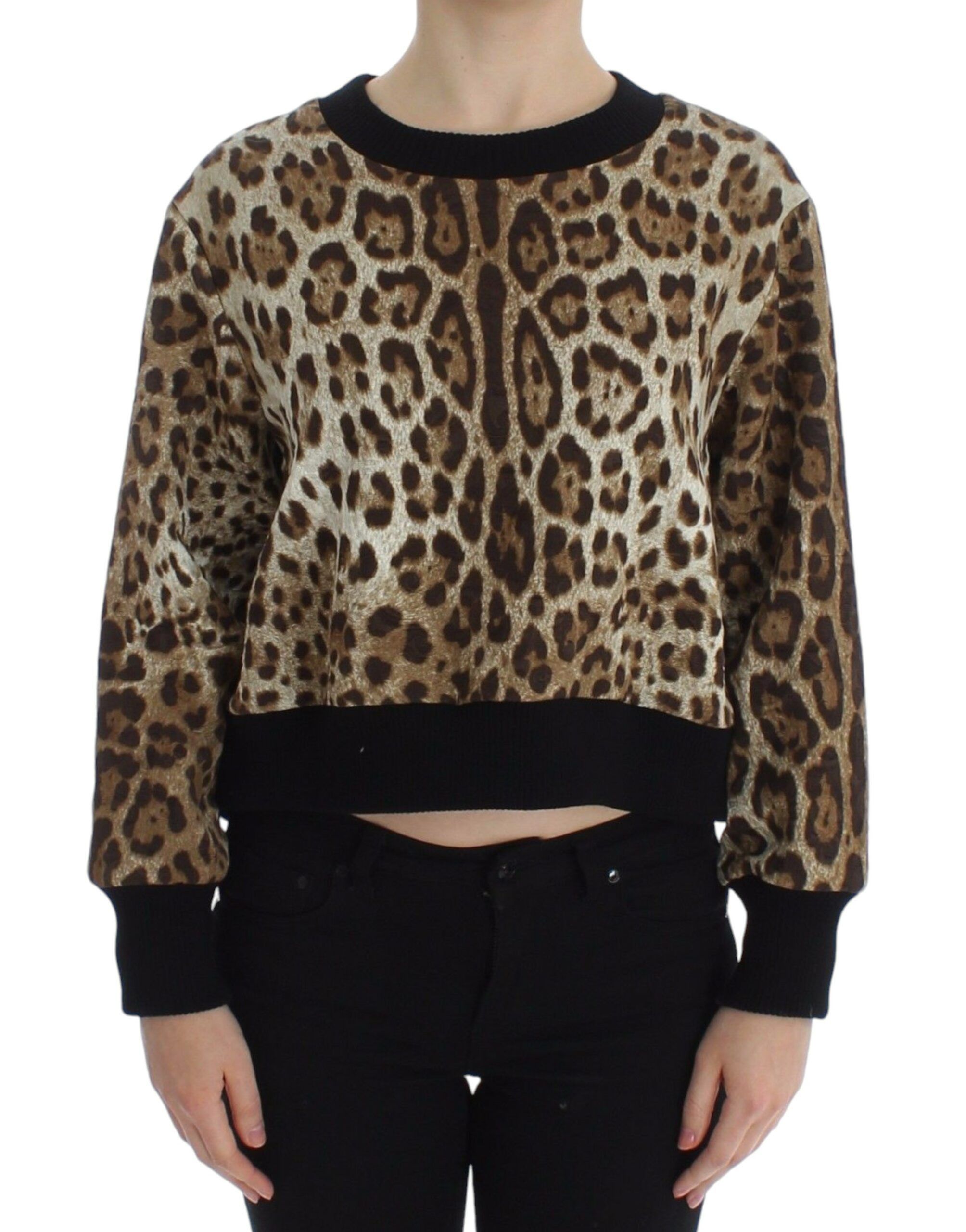 Dolce & Gabbana Elegant Leopard Print Short Sweater Women's Top Size M / US 6-8 / IT 42-44 - 1 Thumbnail