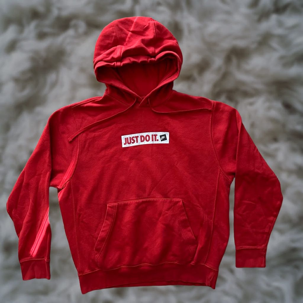 Nike Nike Hoodie Sweatshirt Pullover Red Pockets Mens Medium Just Do It Size US M / EU 48-50 / 2 - 1 Thumbnail