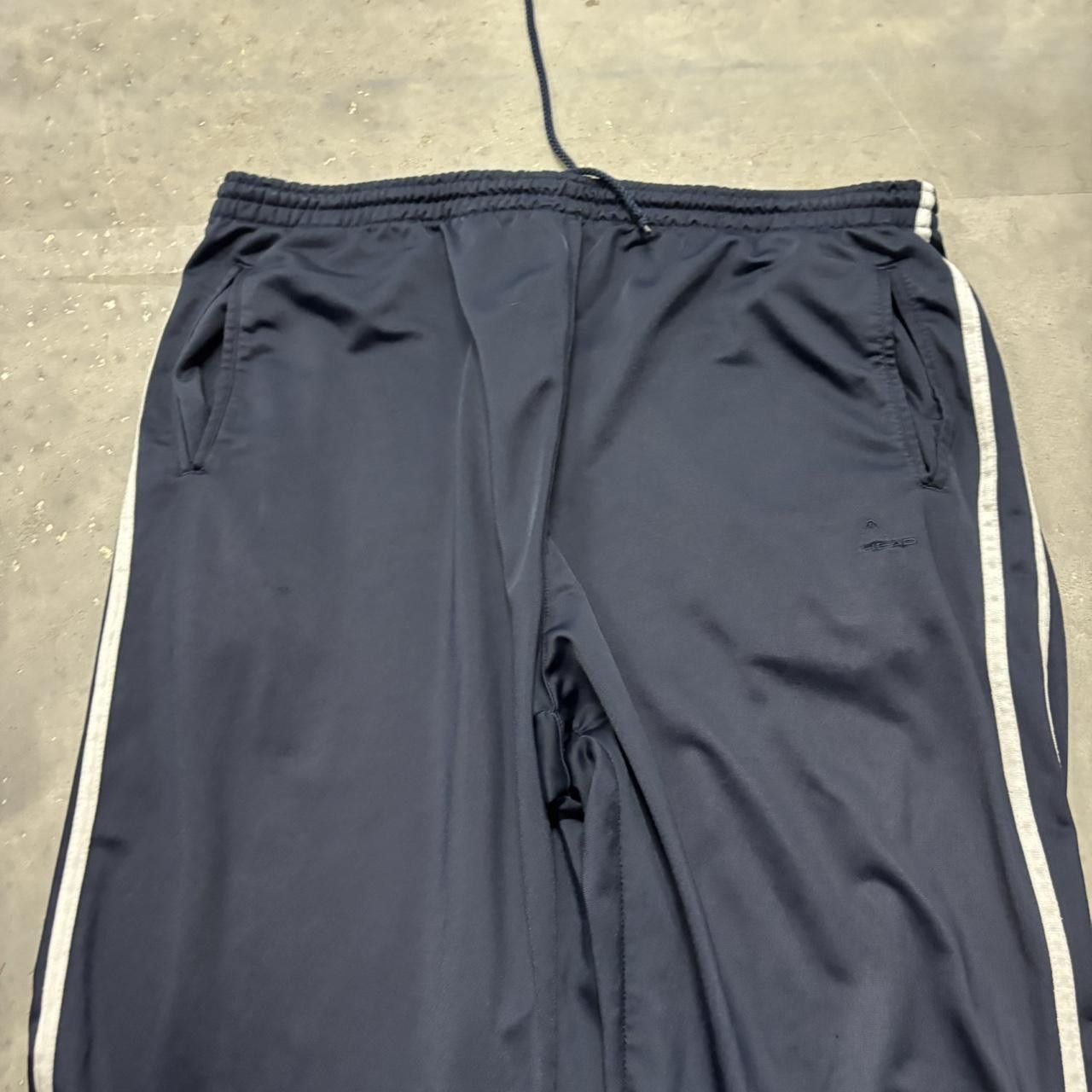 Japanese Brand × Vintage Crazy Vintage Y2K/2000s Baggy Navy Blue Striped Skater Track Pants! Size US 36 / EU 52 - 3 Thumbnail