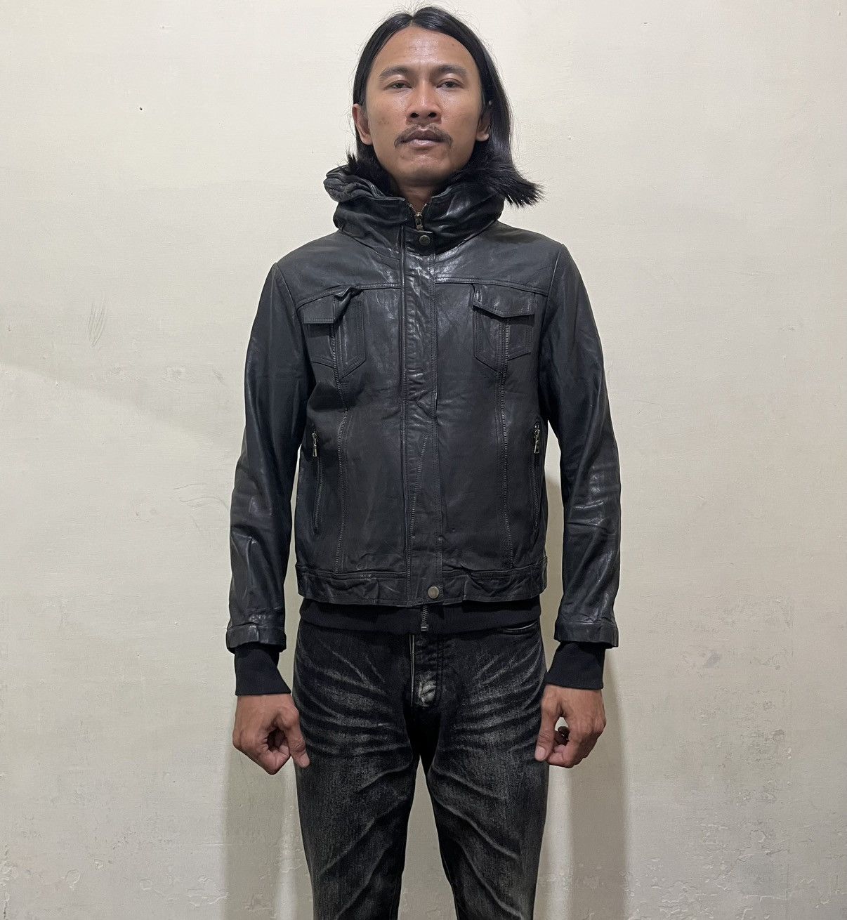 Other Unknown brand Bono leather jacket goa / L.G.B style Size US S / EU 44-46 / 1 - 20 Thumbnail