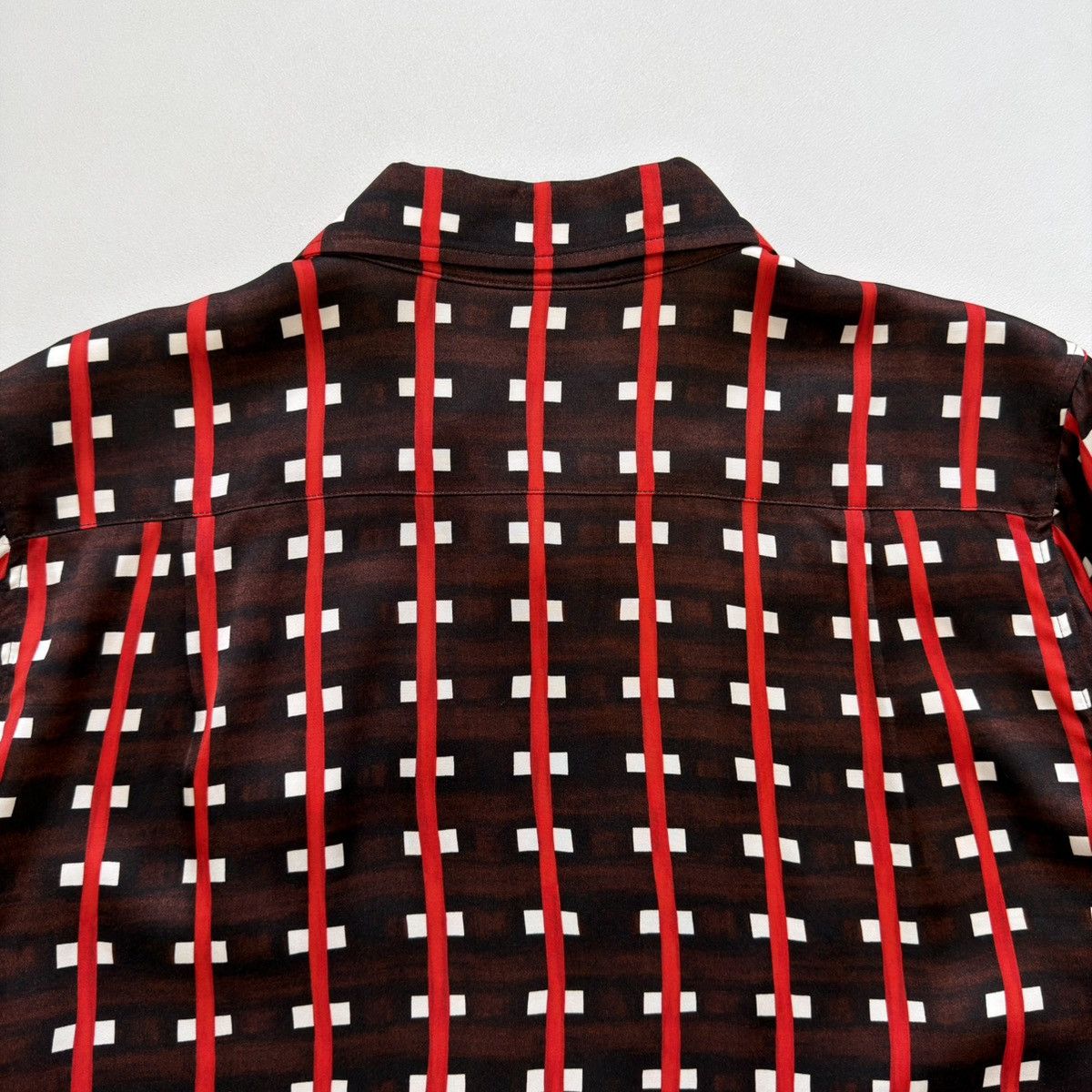 Wales Bonner ‘Relief’ Brown + Red Patterned Zip Shirt Size US M / EU 48-50 / 2 - 16 Thumbnail
