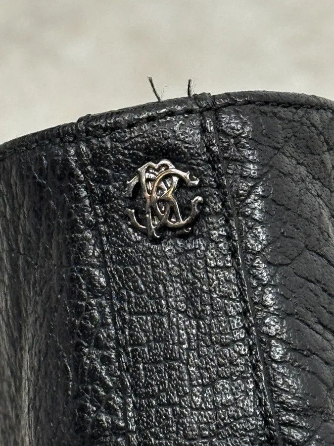 Roberto Cavalli 2000s Roberto Cavalli Black Silver Leather Boots Size US 7 / EU 40 - 6 Thumbnail