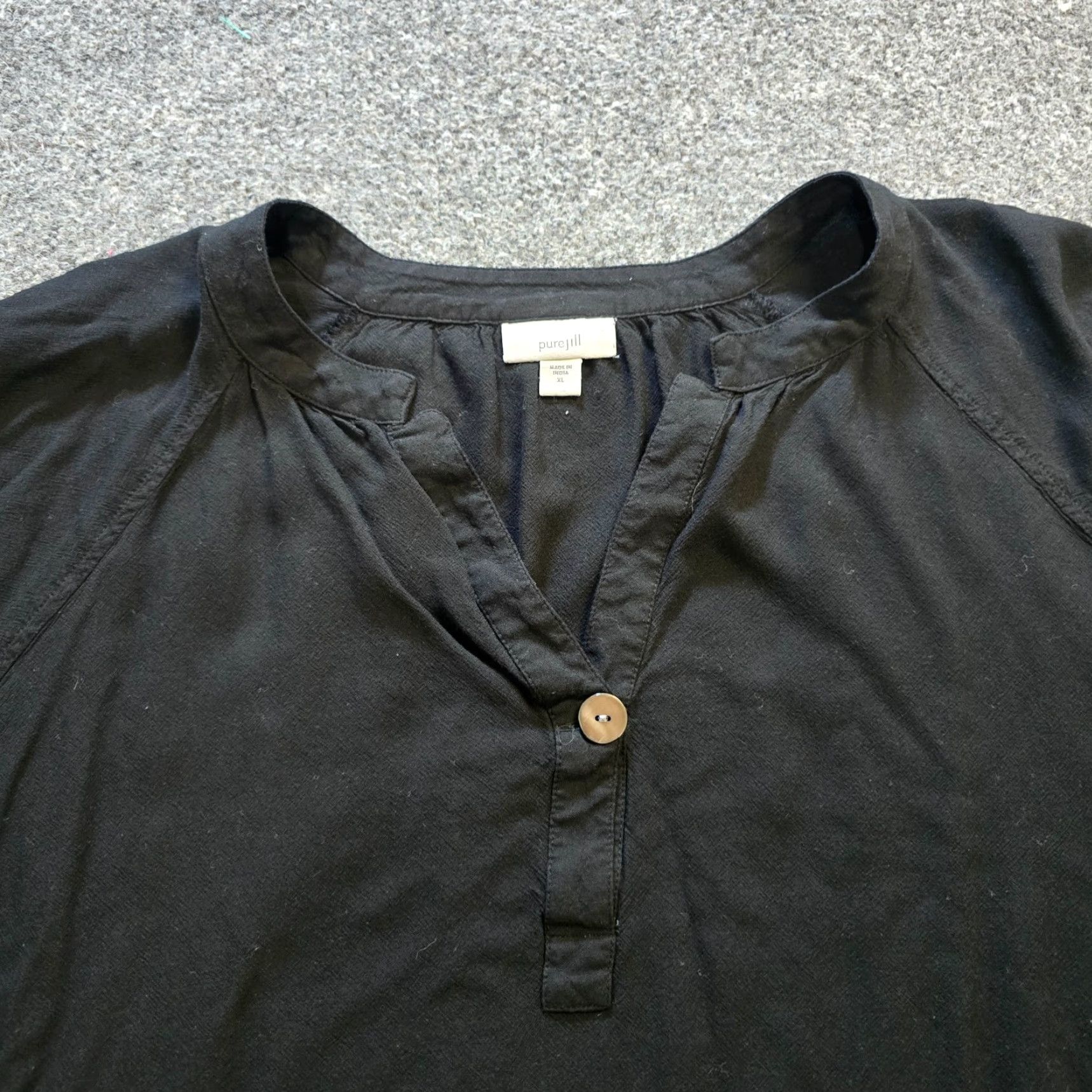 J. Jill J Jill Top Womens XL Black Embroidered 3/4 Sleeve Peasant Boho Casual Shirt Size XL / US 12-14 / IT 48-50 - 2 Thumbnail