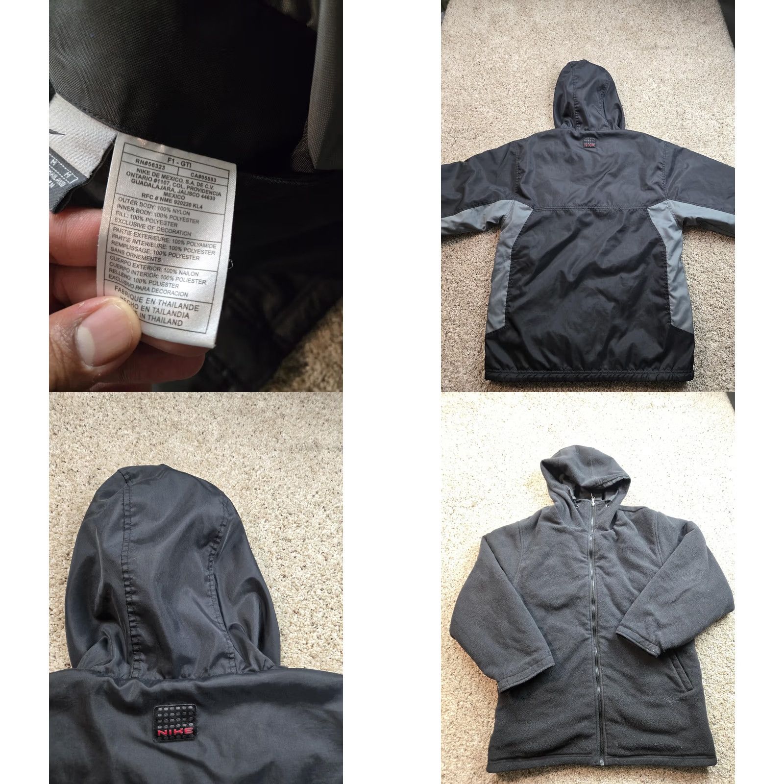 Nike VINTAGE Nike Jacket Mens M Black Grey Hooded Full Zip Fleece Reversible Y2K Size US M / EU 48-50 / 2 - 8 Thumbnail