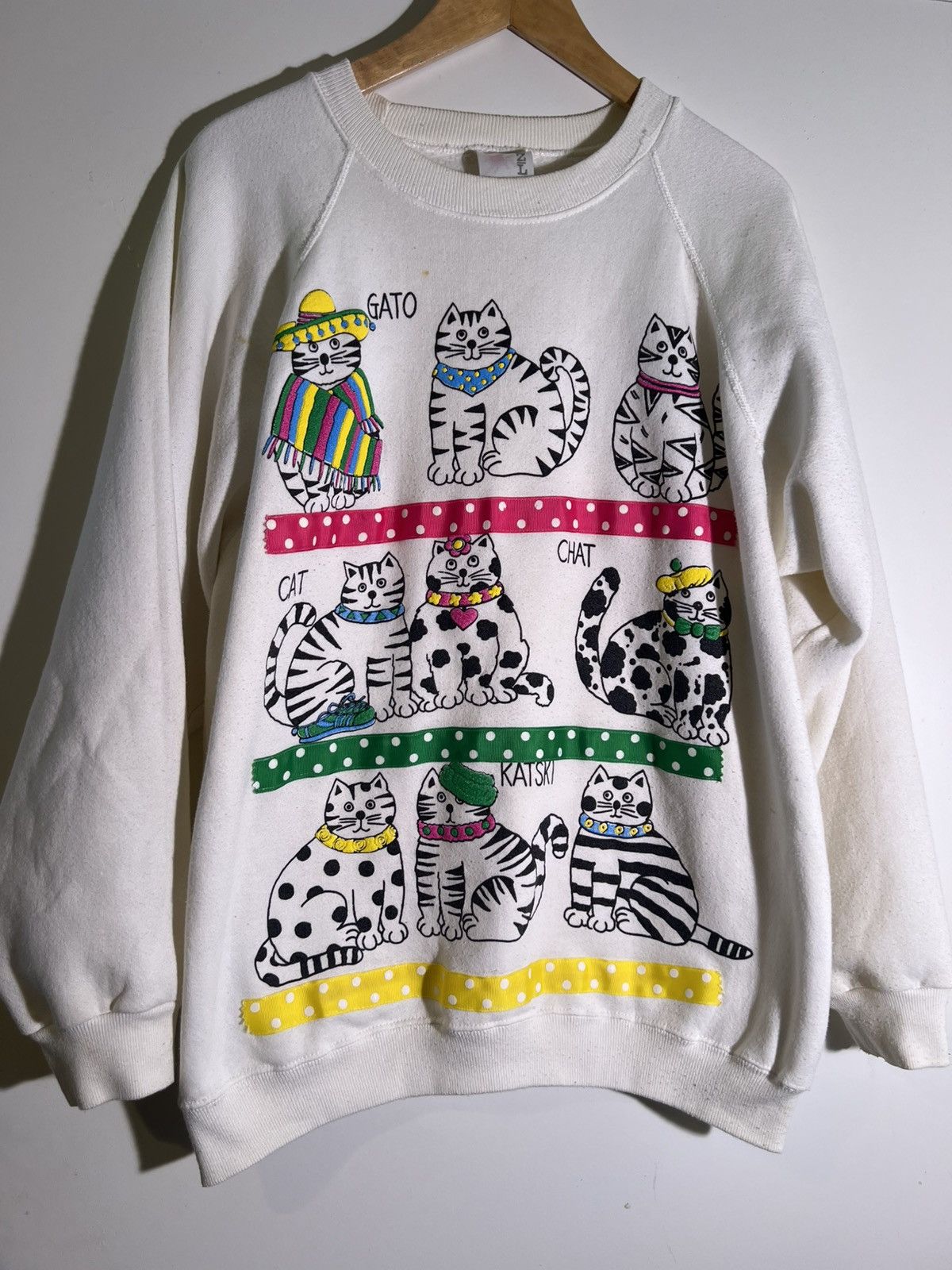 Vintage 80’s 90’s VTG Vintage World Cats Retro Indie Sweatshirt Size US XL / EU 56 / 4 - 1 Thumbnail