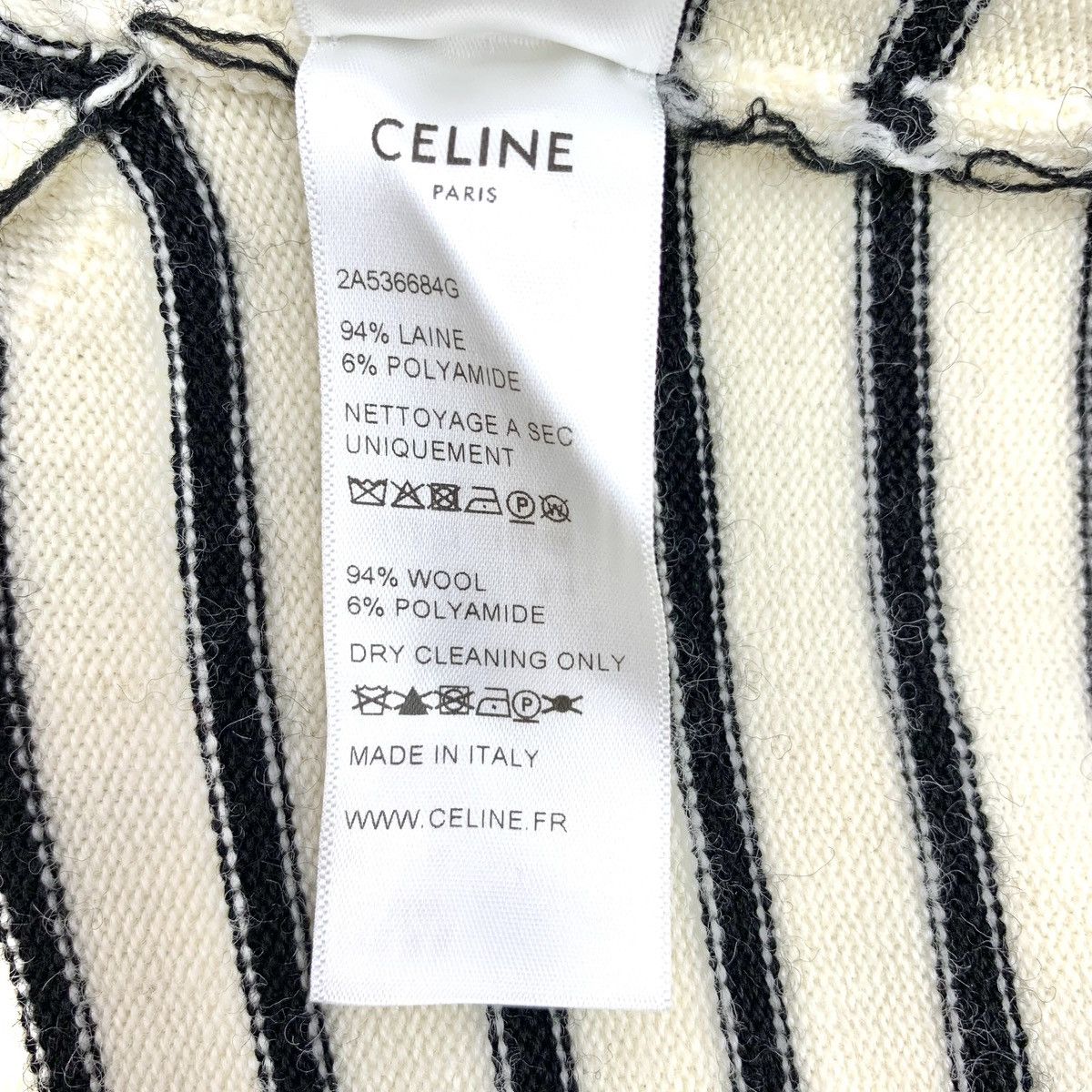 Celine Celine Beige Striped Wool Long Sleeve Knit Sweater K26WX Size S / US 4 / IT 40 - 7 Thumbnail