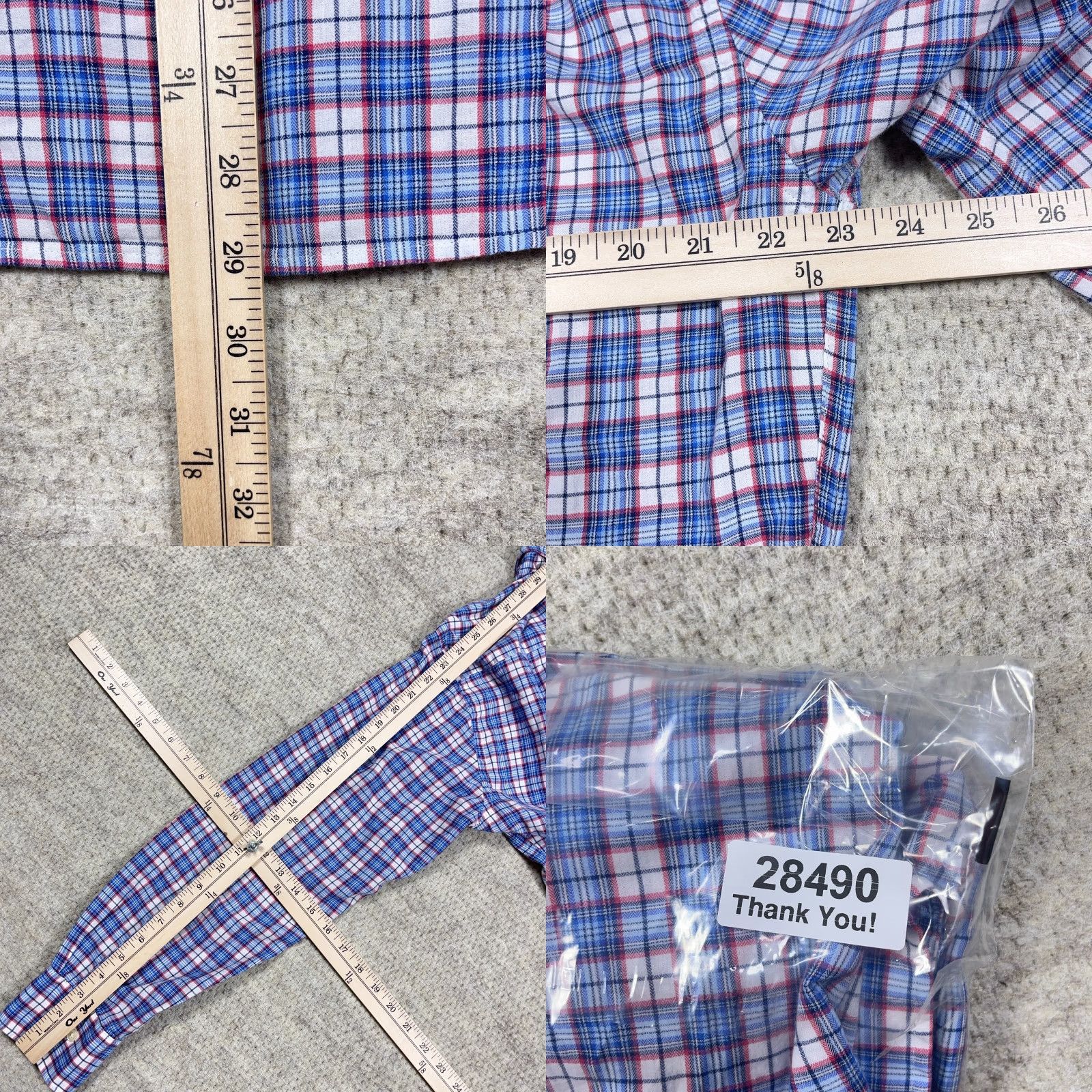 Peter Millar Peter Millar Button-Up Shirt Men Large Blue Red Plaid Windowpane Dress Casual Button-Front Collar Down Sleeves Long Sleeve Knit Cotton Flannel Size US L / EU 52-54 / 3 - 8 Thumbnail