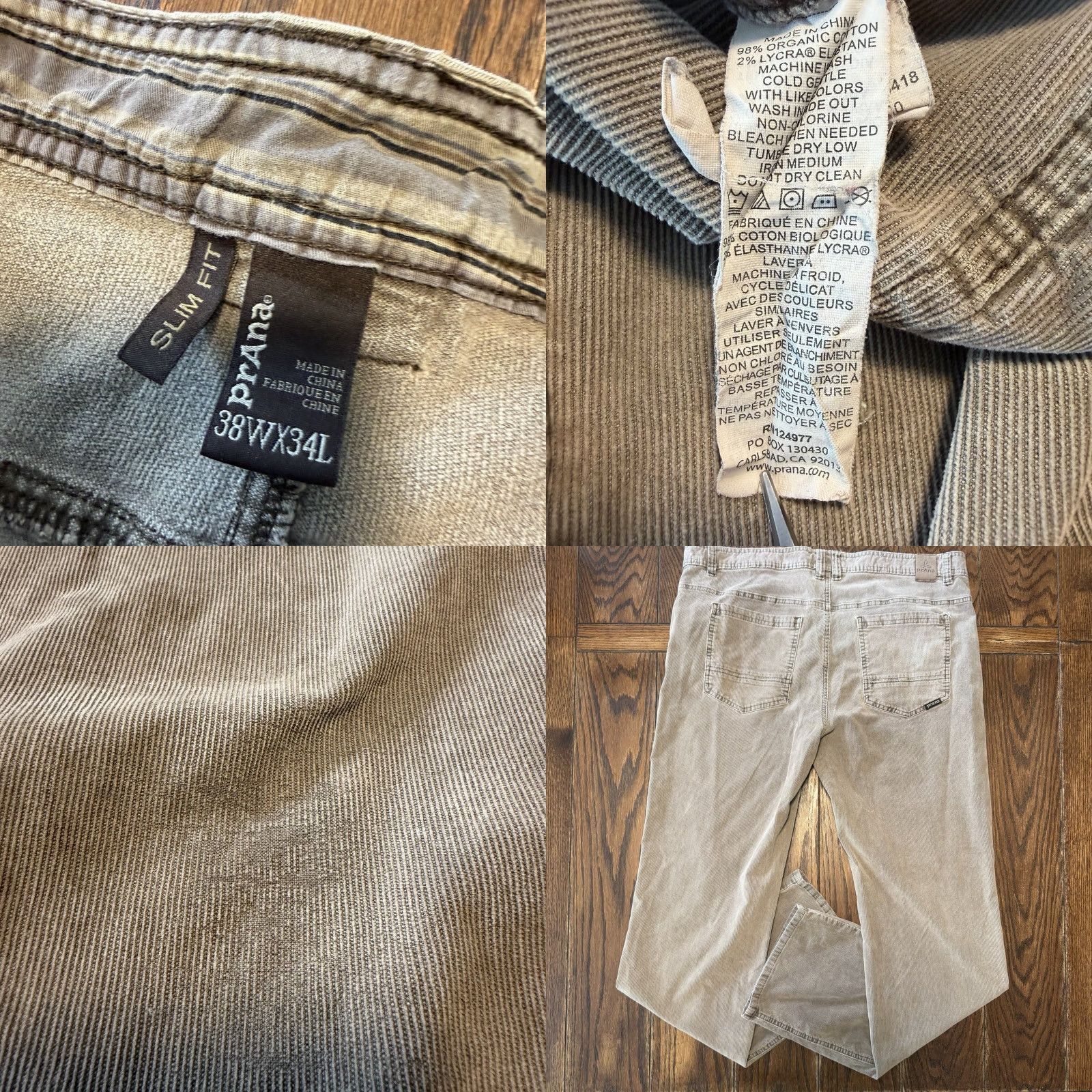 Prana Prana Jeans Mens 38x34 Slim Fit Brown Corduroy Stretch 5-Pocket Pant Casual Jeans Size US 38 / EU 54 - 8 Thumbnail