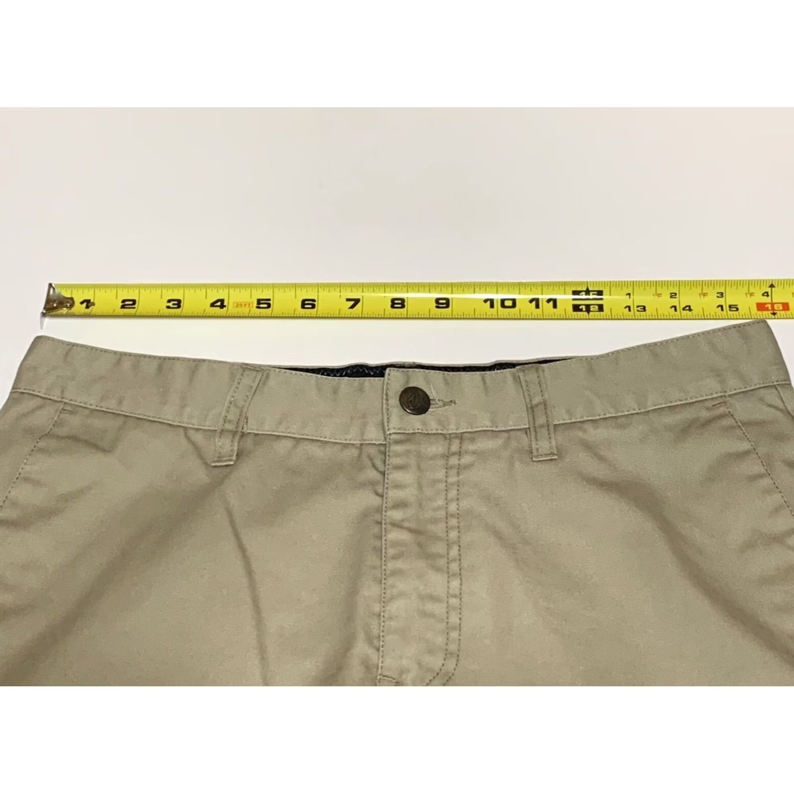 Volcom Volcom Frickin' Modern Chino Shorts Mens 30 Inseam 10 Inches Khaki Beige Flat Front Pockets Casual Cotton Blend Zip Regular 30 Size US 30 / EU 46 - 3 Thumbnail