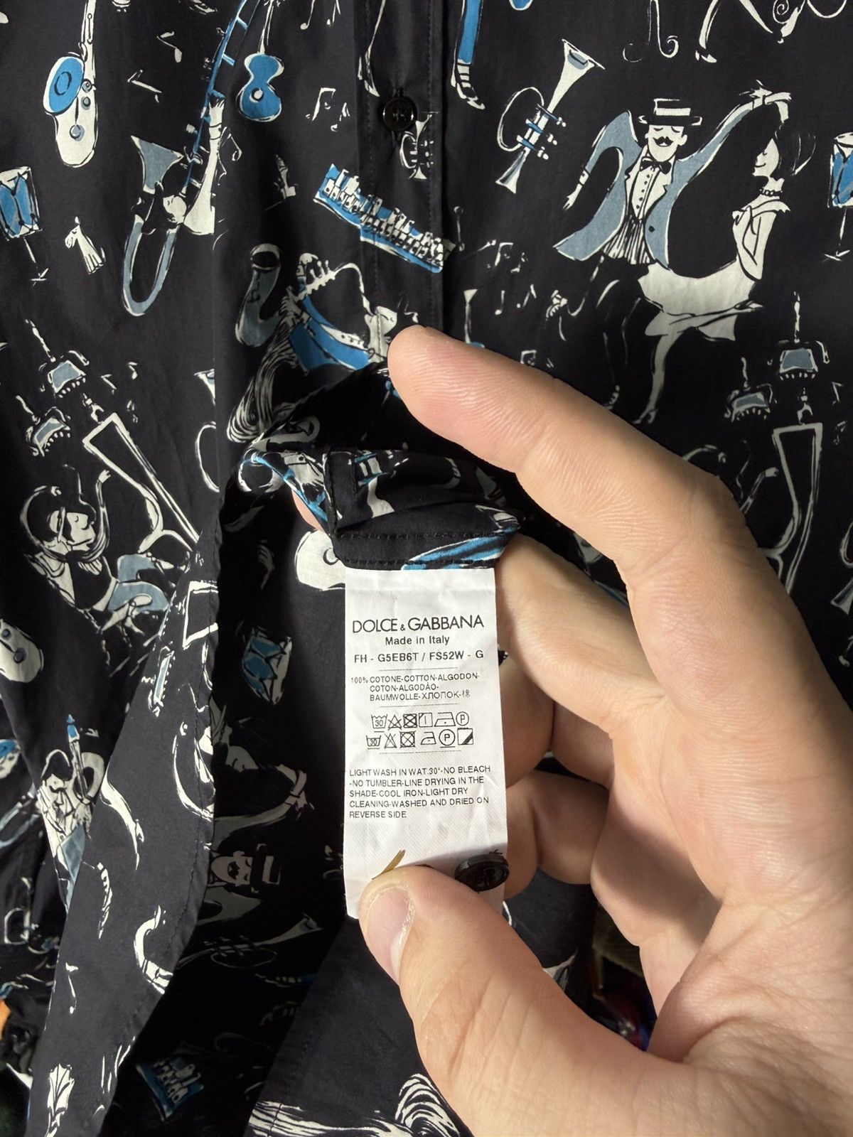 Dolce & Gabbana Dolce Gabbana GOLD Jazz Motif Shirt Button Up Black Cotton Size US XS / EU 42 / 0 - 10 Thumbnail