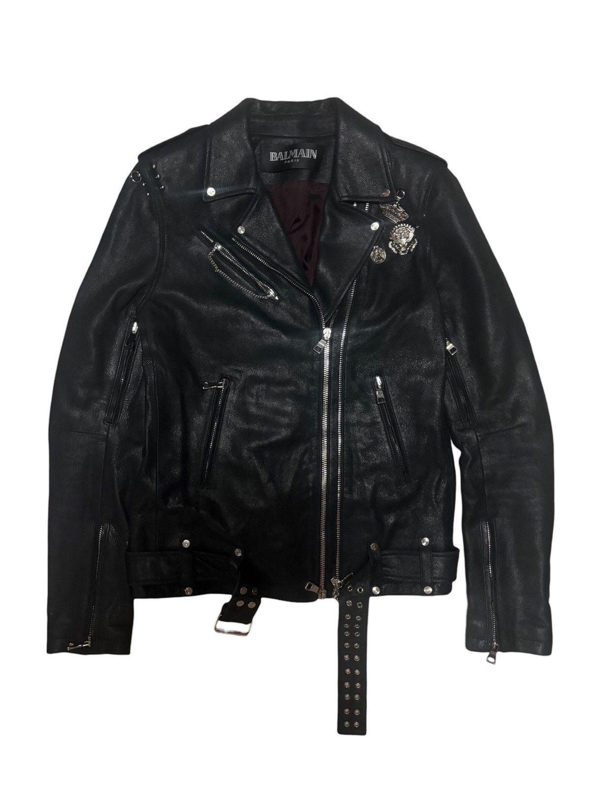 Balmain SS11 Silver Leather Teddy Jacket | Grailed