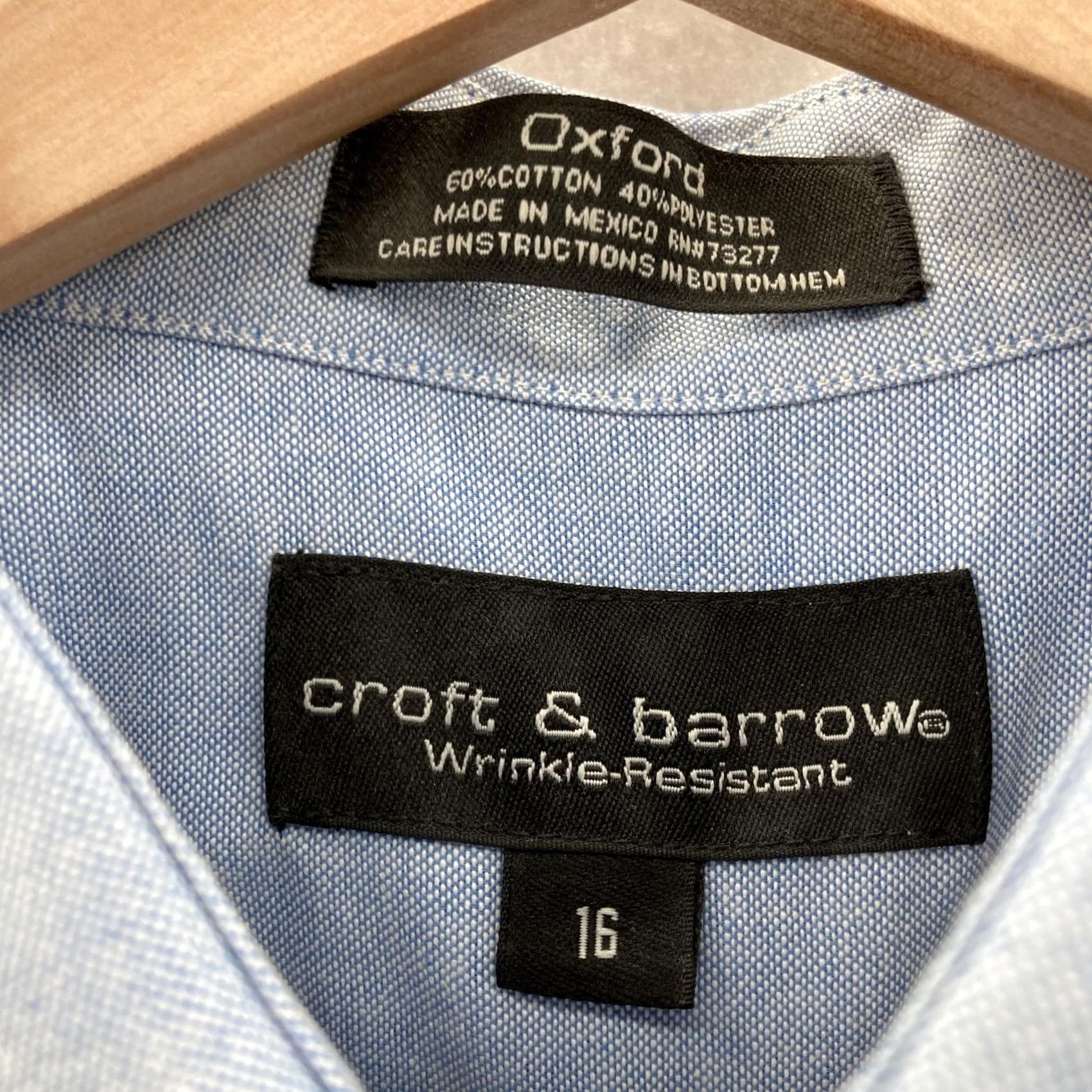 Croft & Barrow Croft & Barrow Shirt Mens 16 Oxford Button-Down Short-Sleeve Wrinkle Resistant Blue Button-Up S/S Casual Oxford Shirt Mens L Size US L / EU 52-54 / 3 - 2 Thumbnail